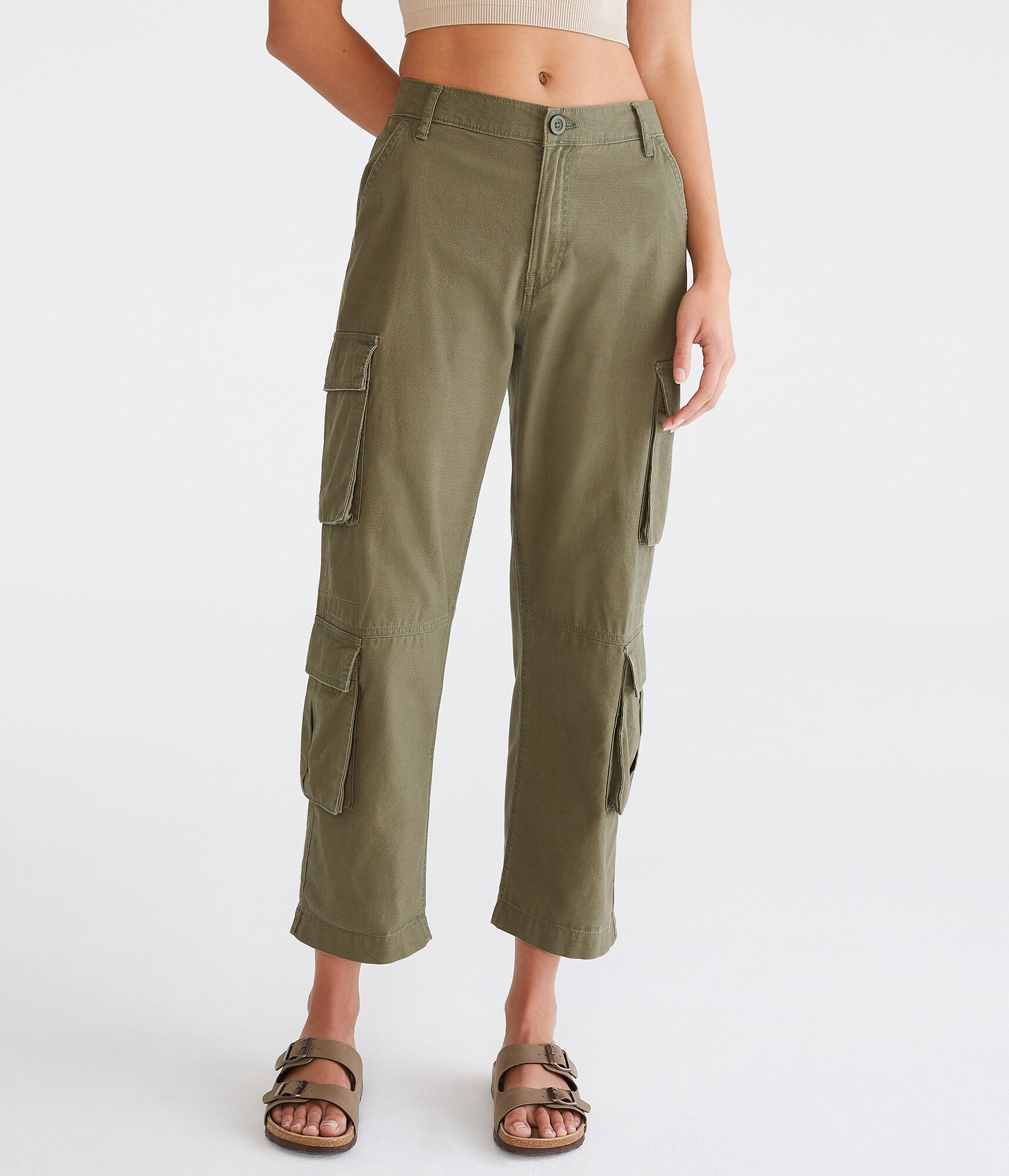 Double-Pocket Cropped Utility Cargo Pants