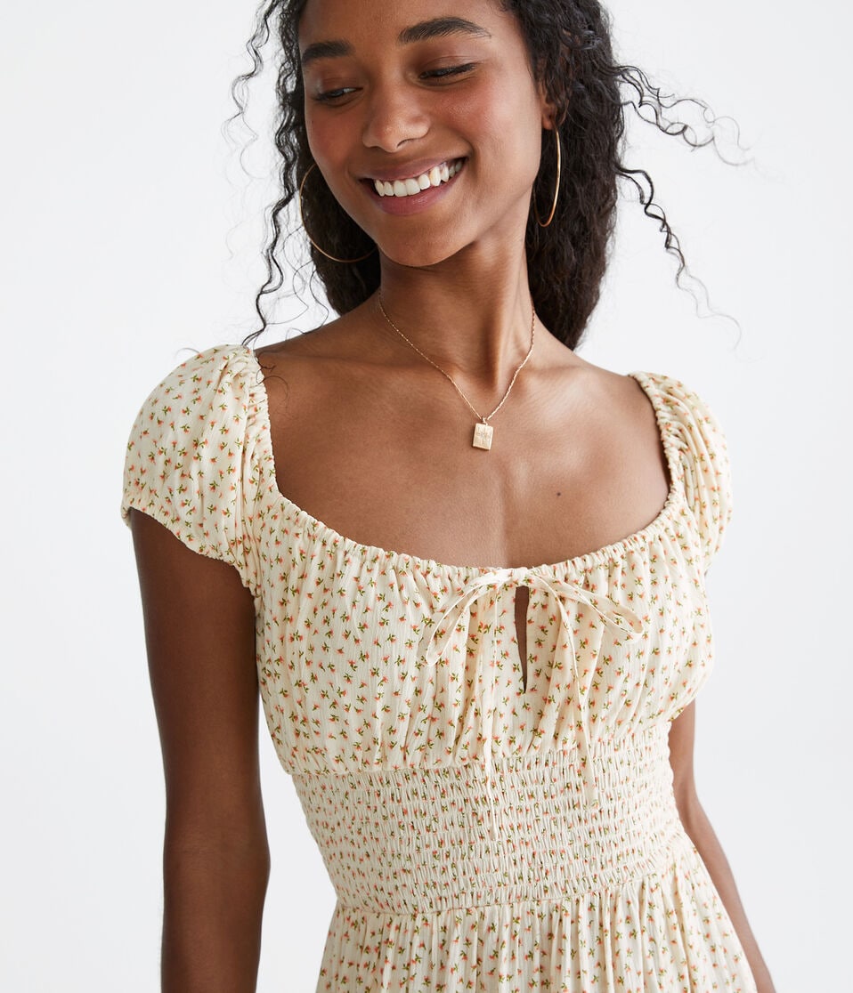 floral scoop neck midi dress Floral Scoop-Neck Midi Dress