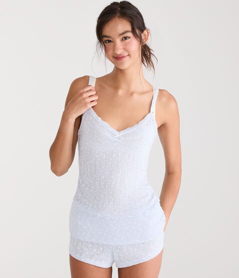 Floral Knit V-Neck Sleep Cami Floral Knit V-Neck Sleep Cami
