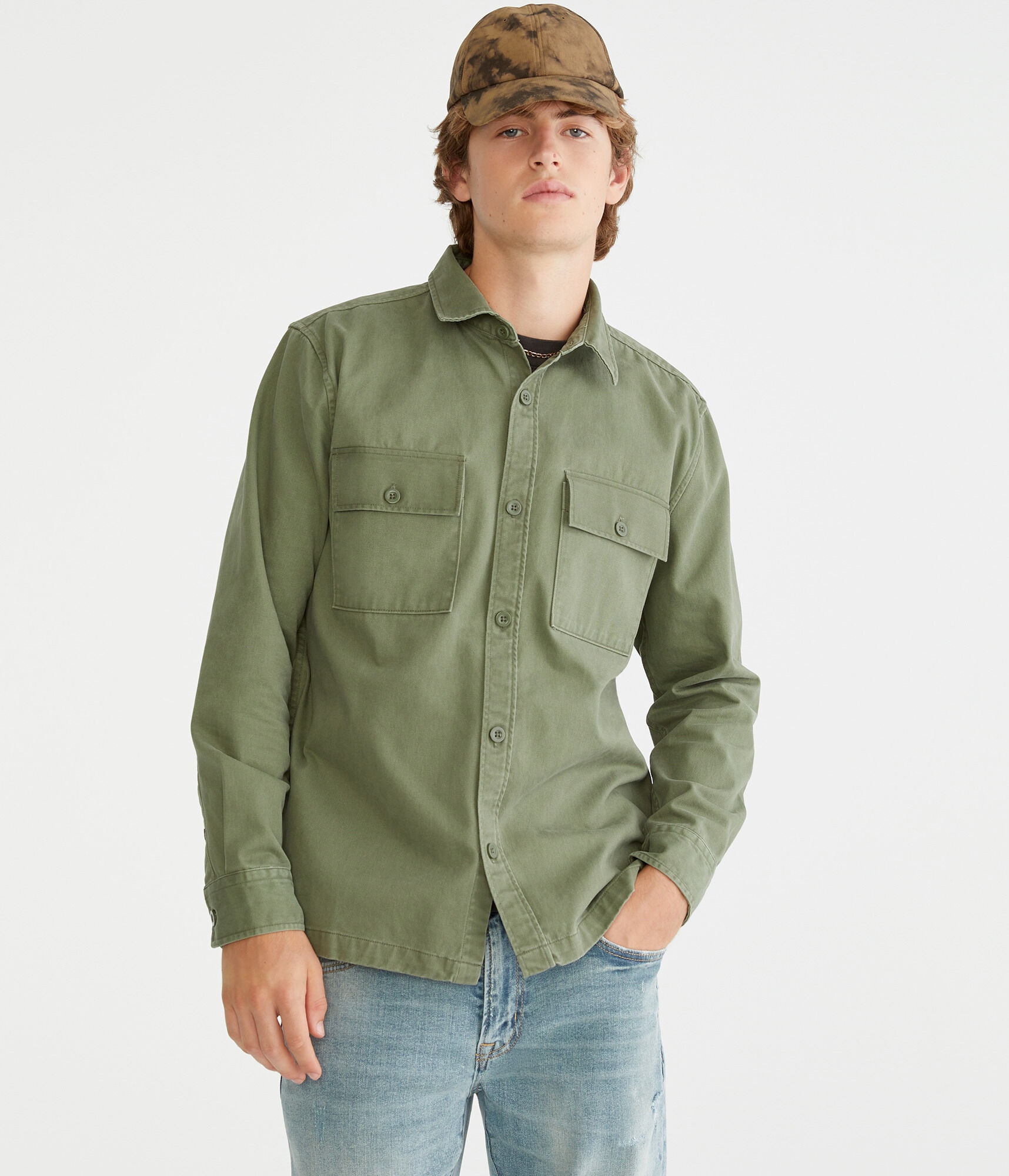Long Sleeve Solid Twill Shirt