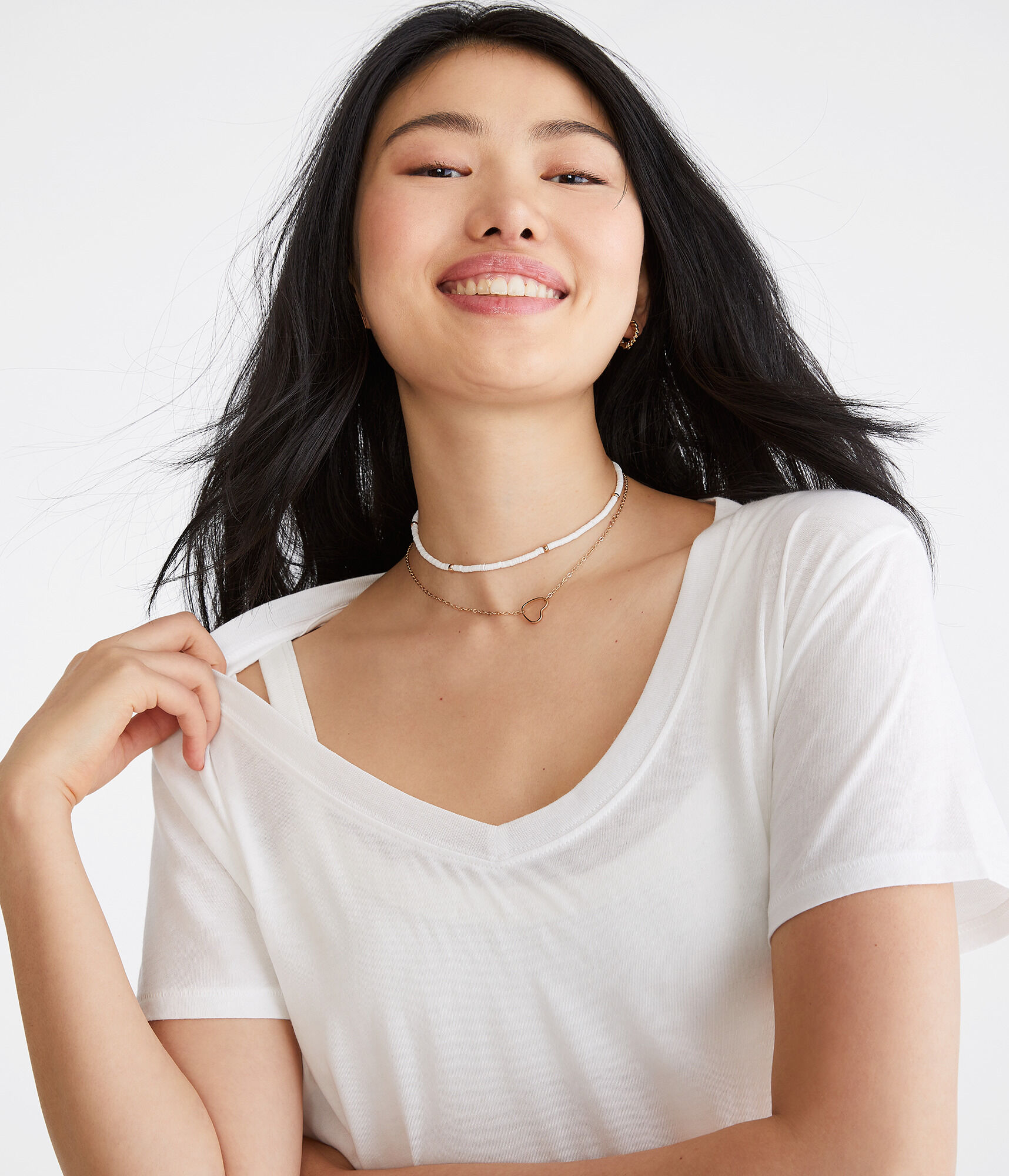 Washed V-Neck Loose-Fit Tee