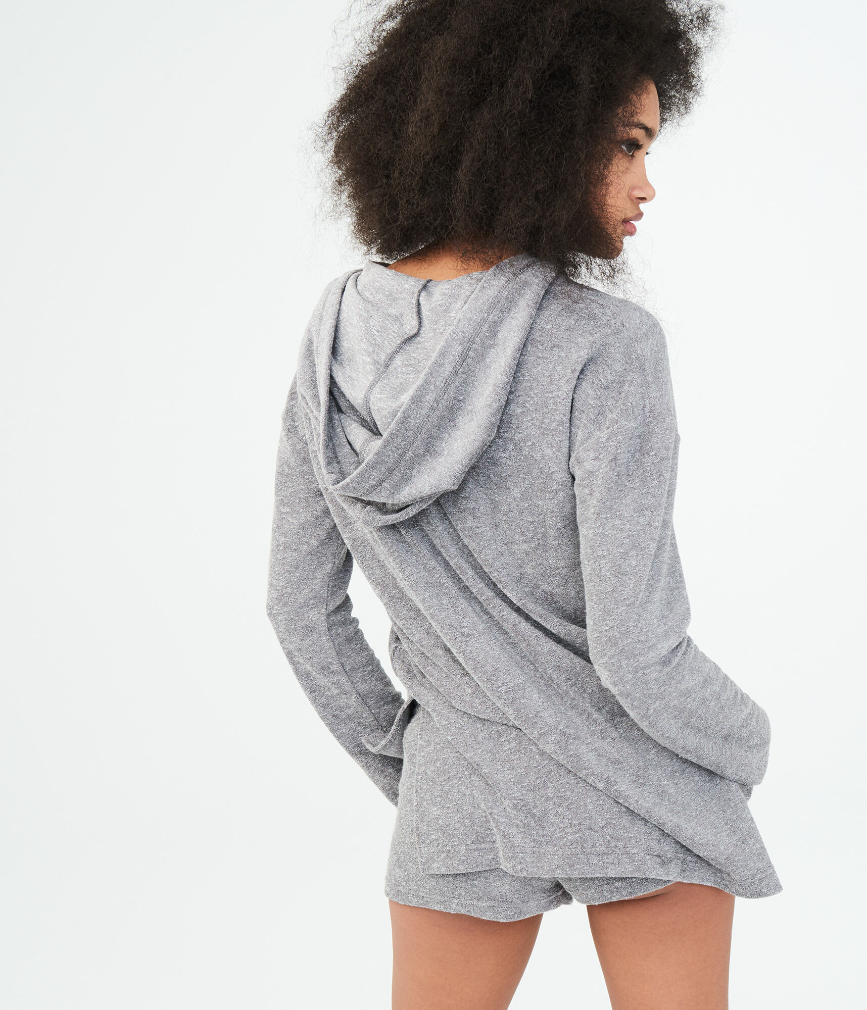 Long Sleeve French Terry Lace-Up Hooded Top