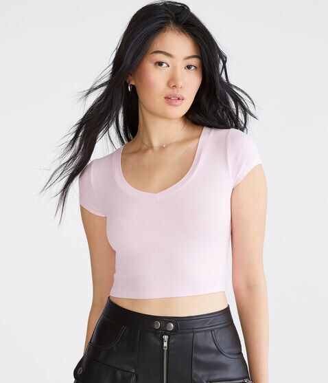 Seriously Soft Ribbed V-Neck Baby Tee