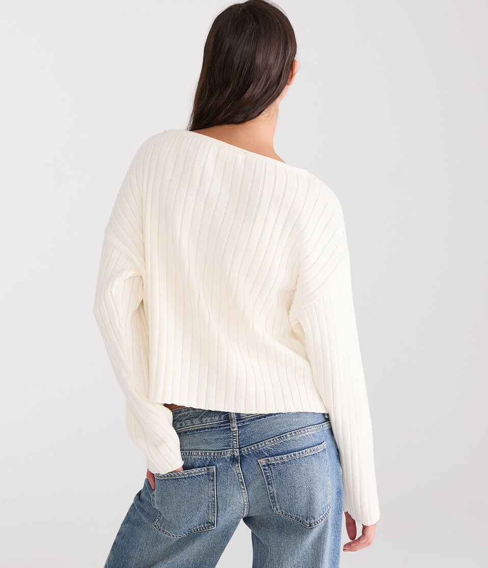Ribbed V-Neck Sweater