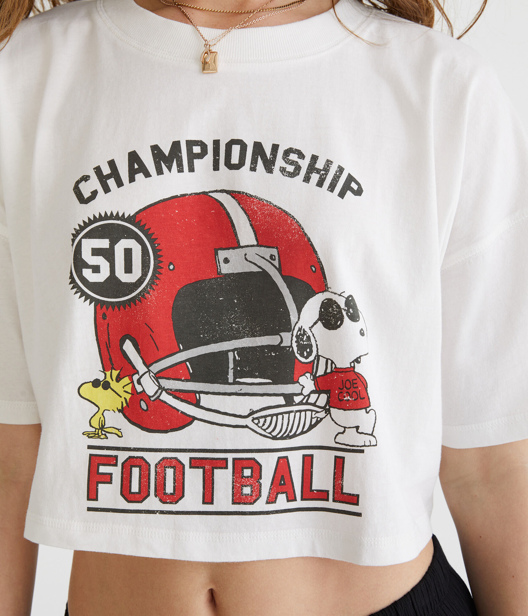 Snoopy Football Cropped Boyfriend Graphic Tee