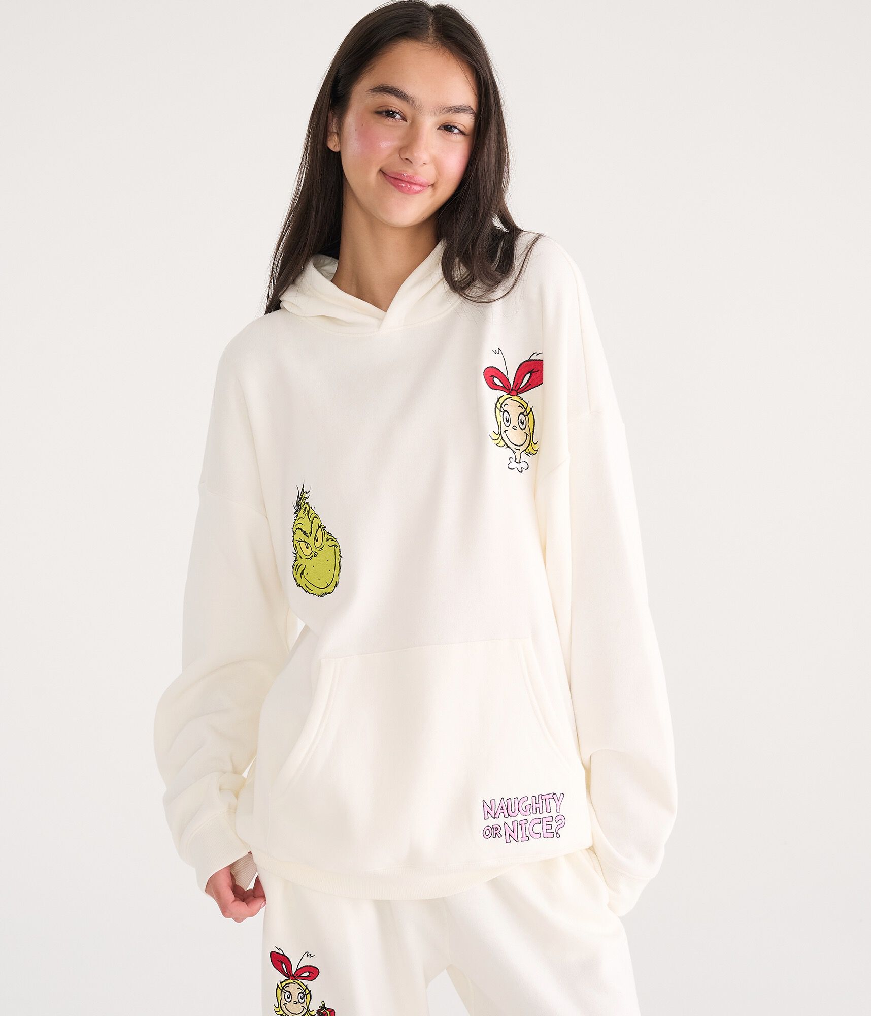 The Grinch Naughty Or Nice Oversized Pullover Hoodie