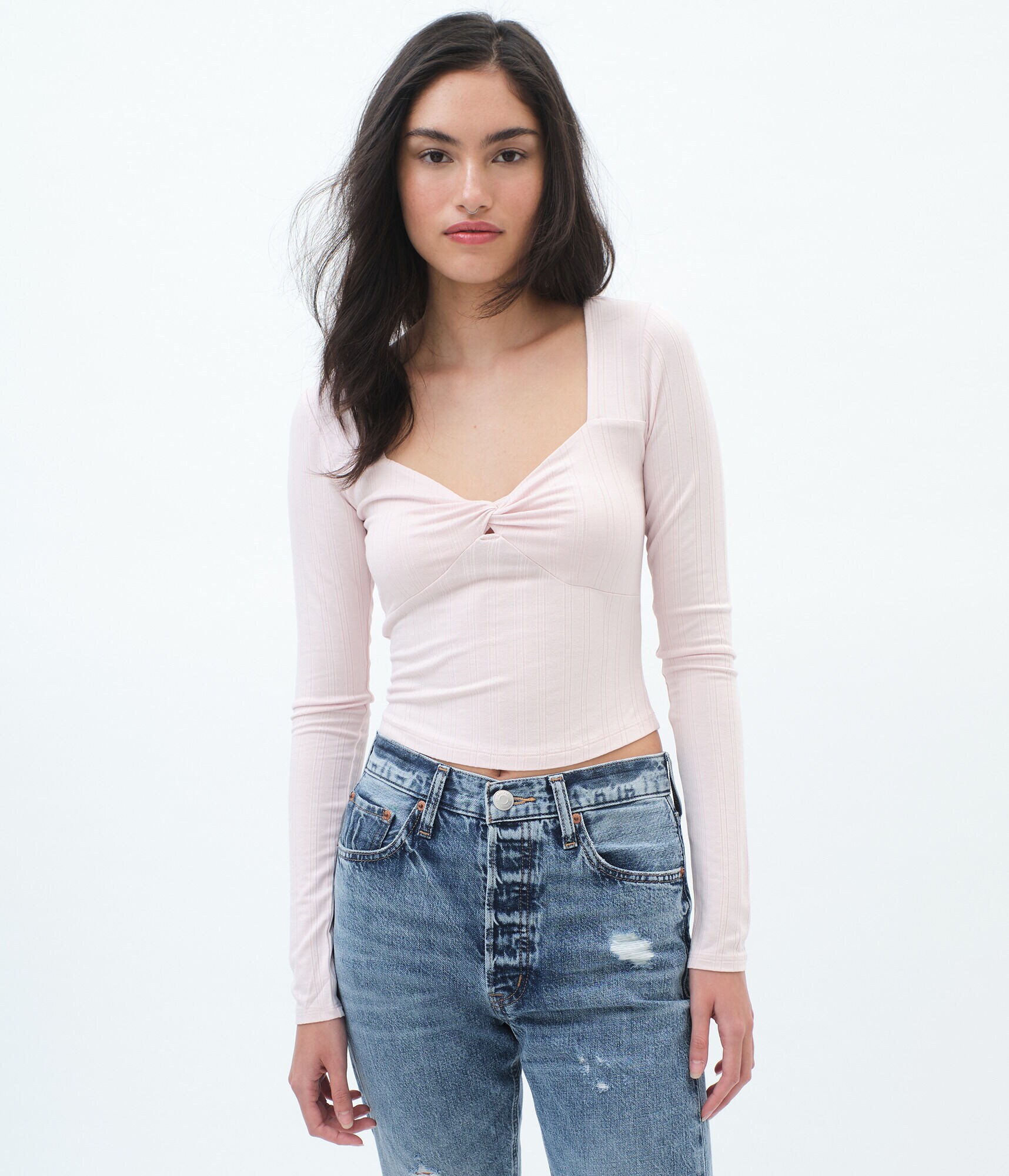 Long Sleeve Twist-Front Tee
