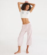 Mid-Rise Linen Utility Cargo Capris