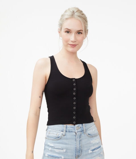 Ribbed Snap-Front Tank Ribbed Snap-Front Tank
