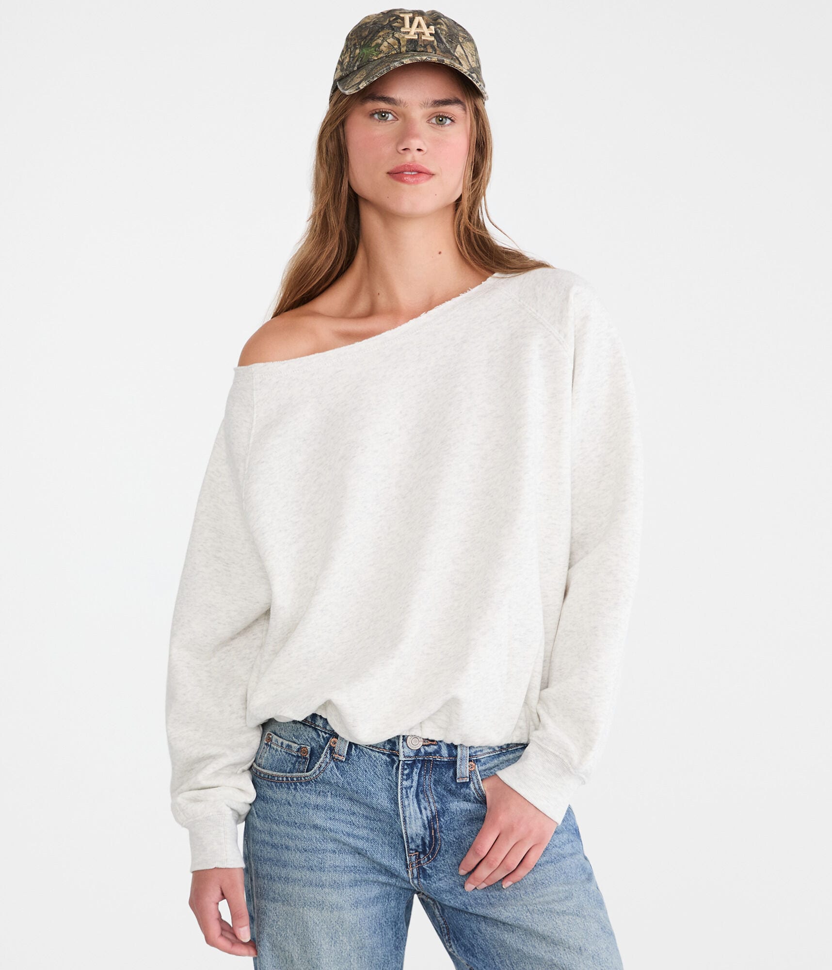 Cloud Soft Slash-Neck Bubble Sweatshirt