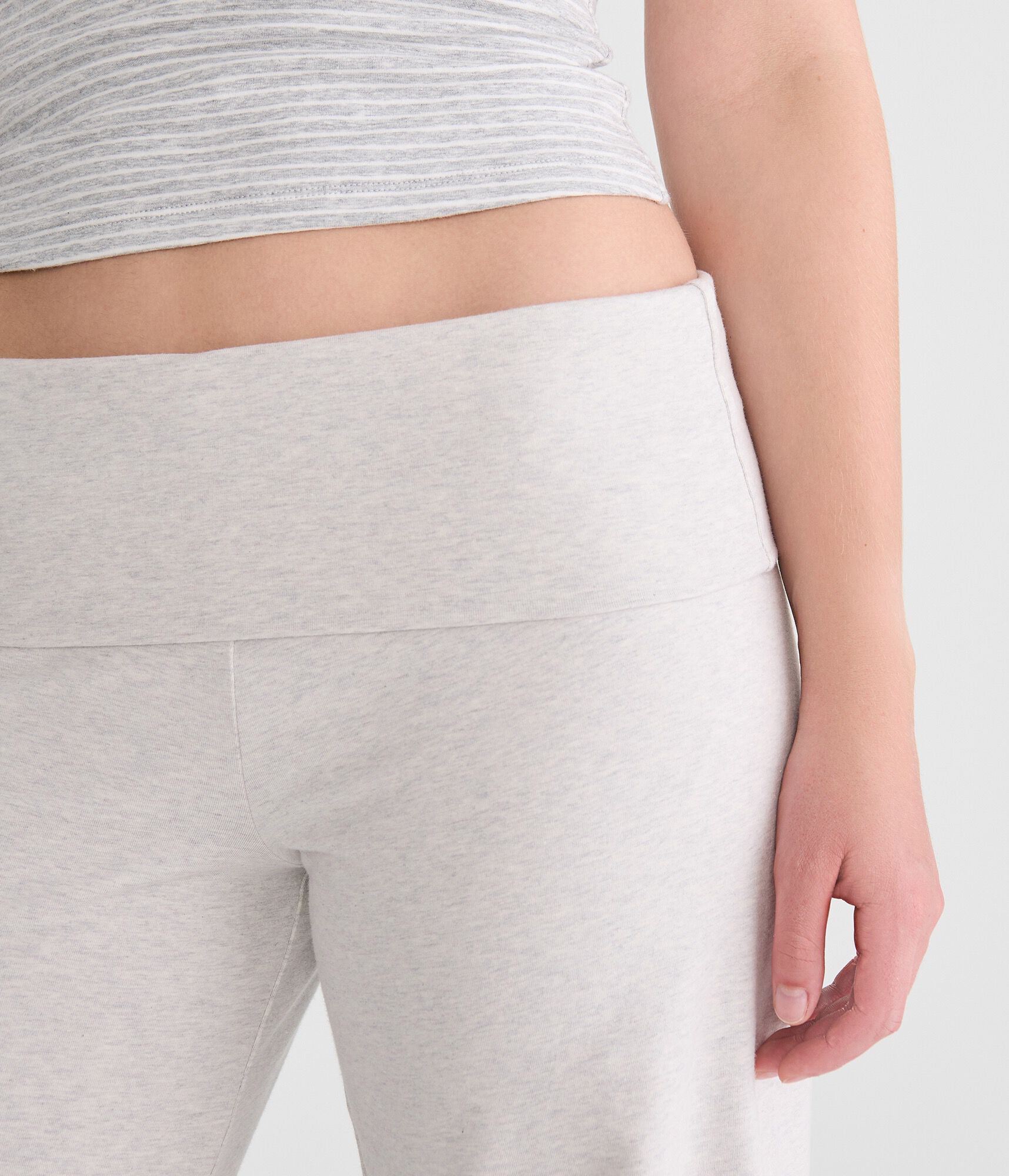 Low-Rise Fold-Over Wide Leg Pants