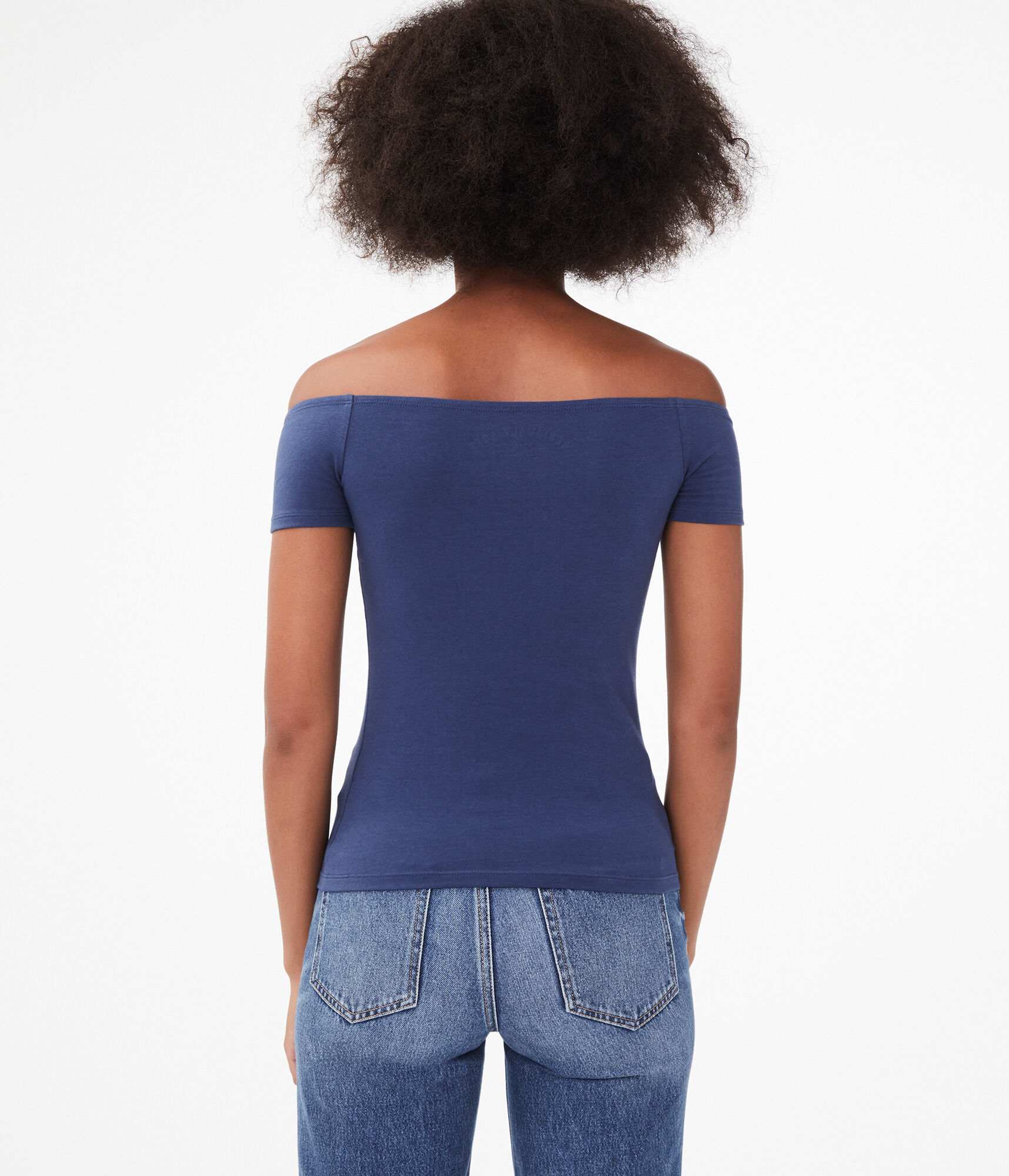 Seriously Soft Embroidered Off-The-Shoulder Bodycon Tee***