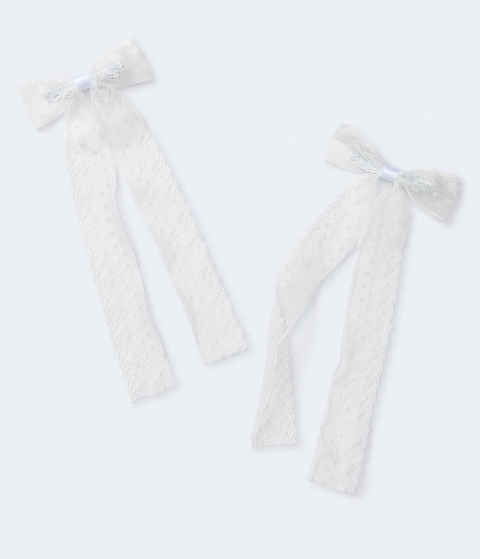 Lace Long Bow Hair Clip 2-Pack