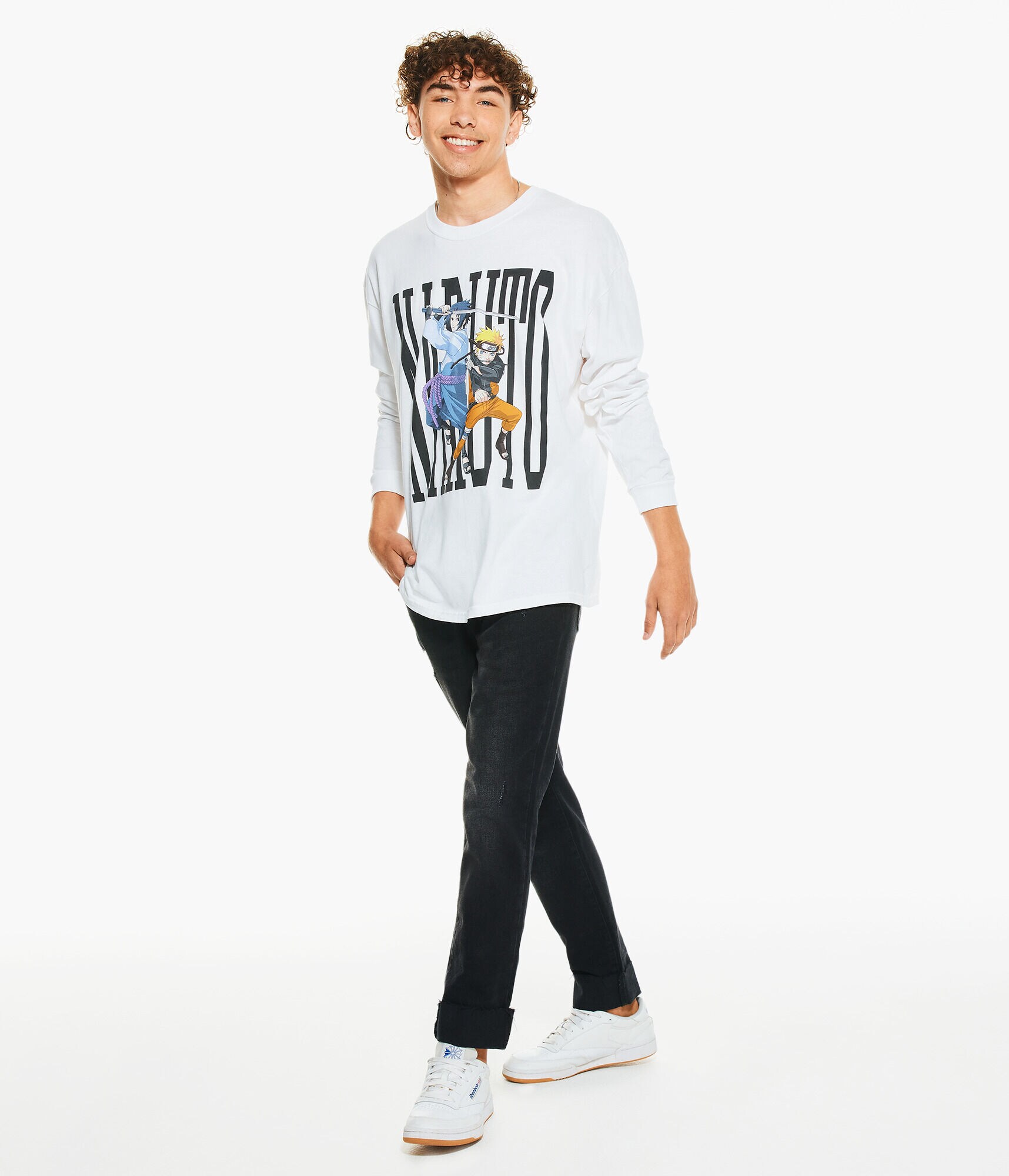 Long Sleeve Naruto Graphic Tee