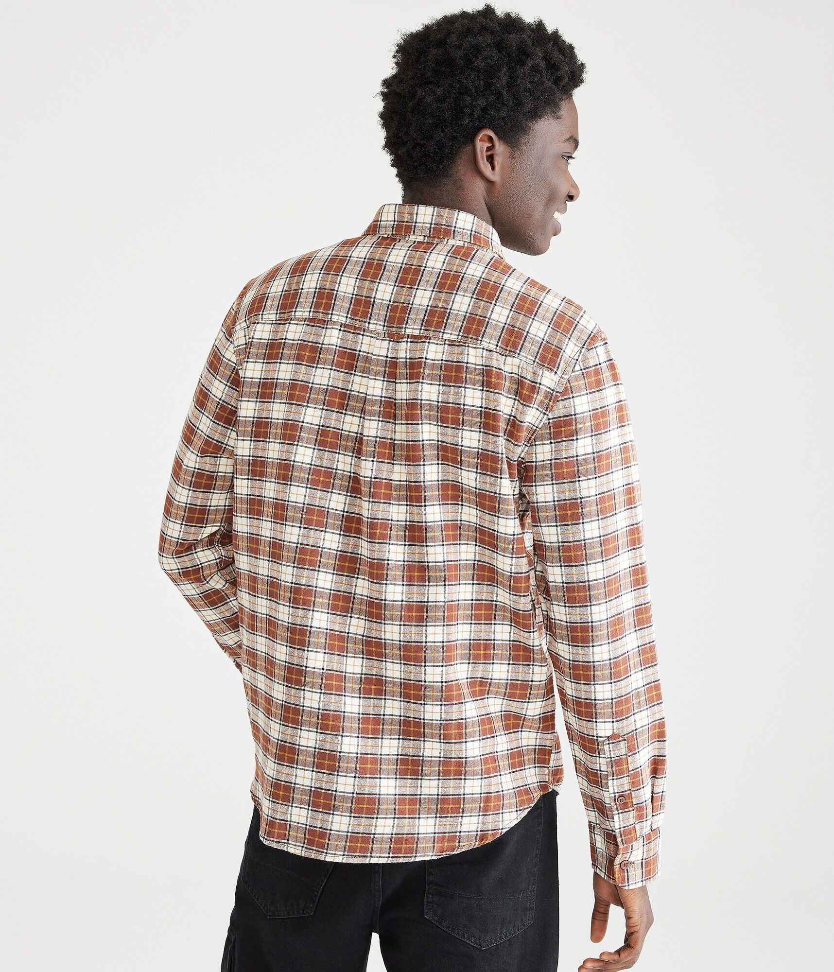 Long Sleeve Relaxed Plaid Oxford Shirt