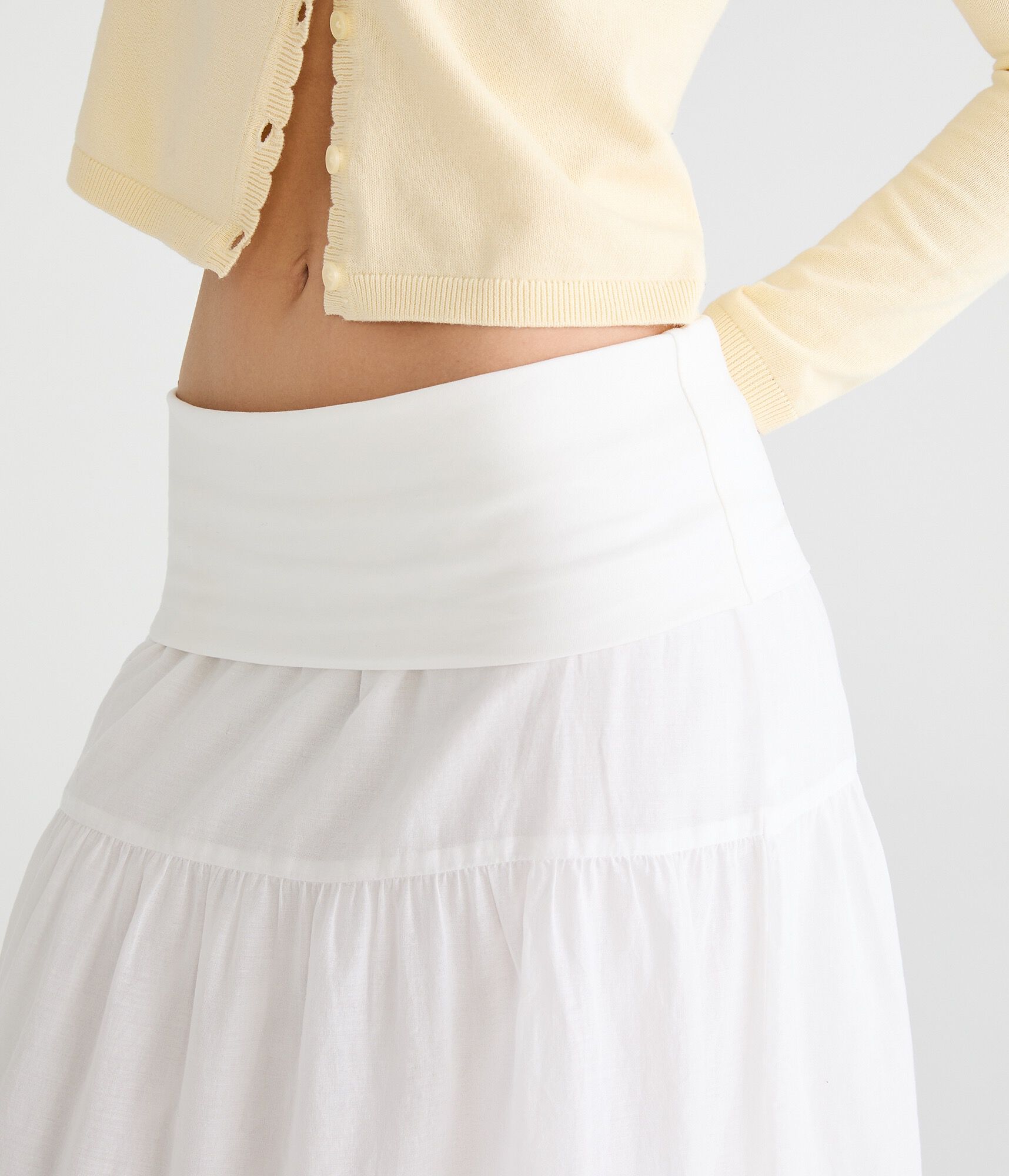 Tiered Fold-Over Maxi Skirt