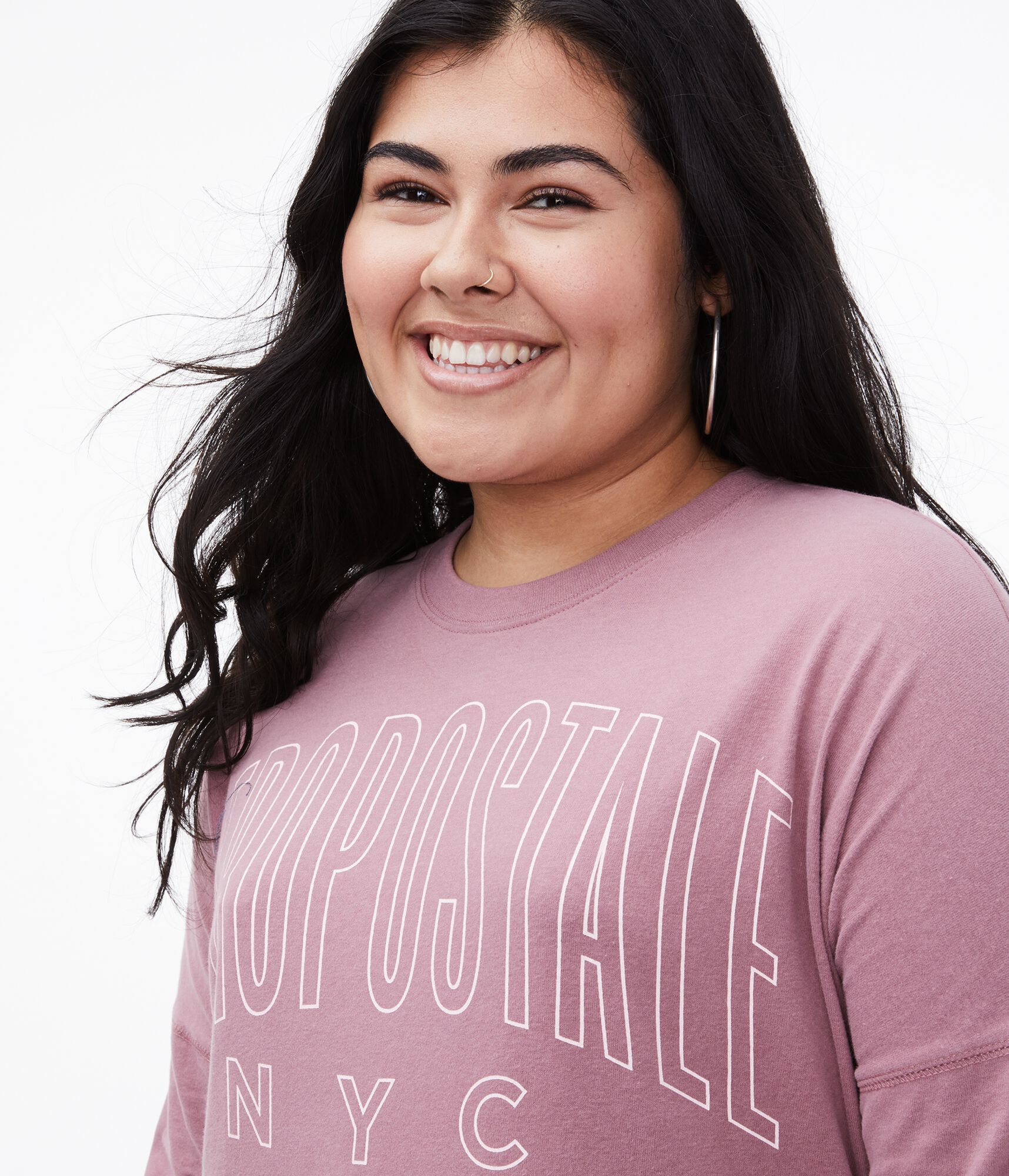 Long Sleeve Aeropostale NYC Arch Oversized Graphic Tee