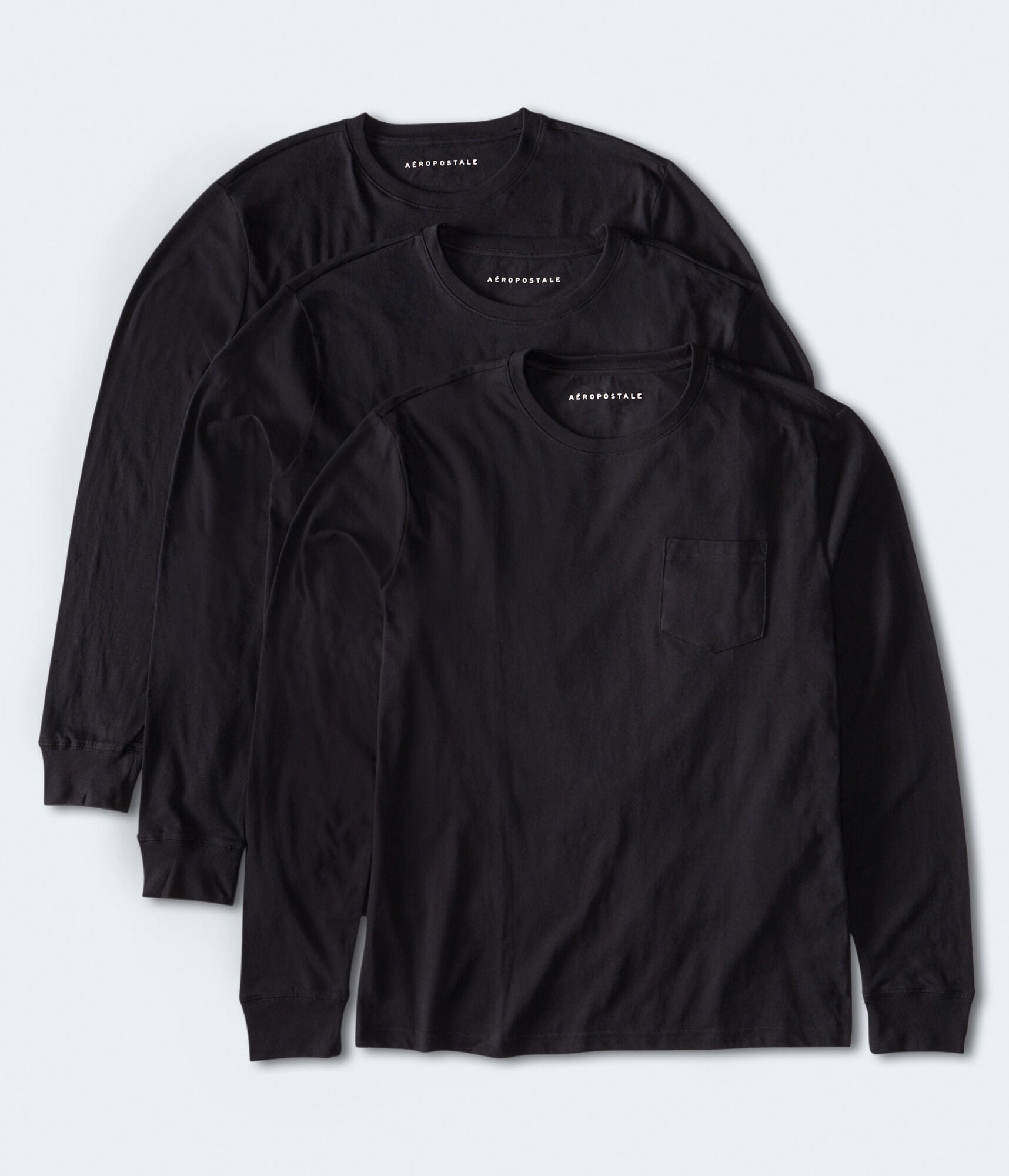 Long Sleeve Pocket Crew Tee 3-Pack