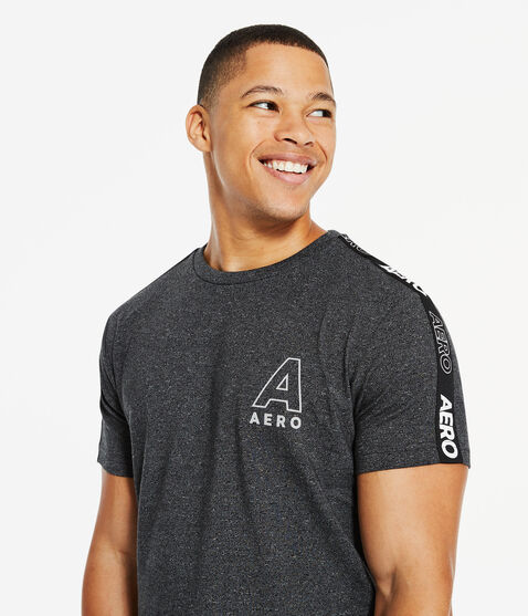 Aero Logo Sleeve Tape Stretch Graphic Tee Aero Logo Sleeve Tape Stretch Graphic Tee