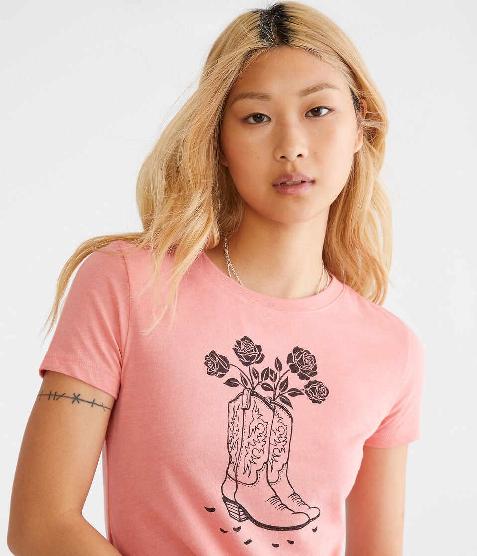 Cowboy Boots & Roses Graphic Tee