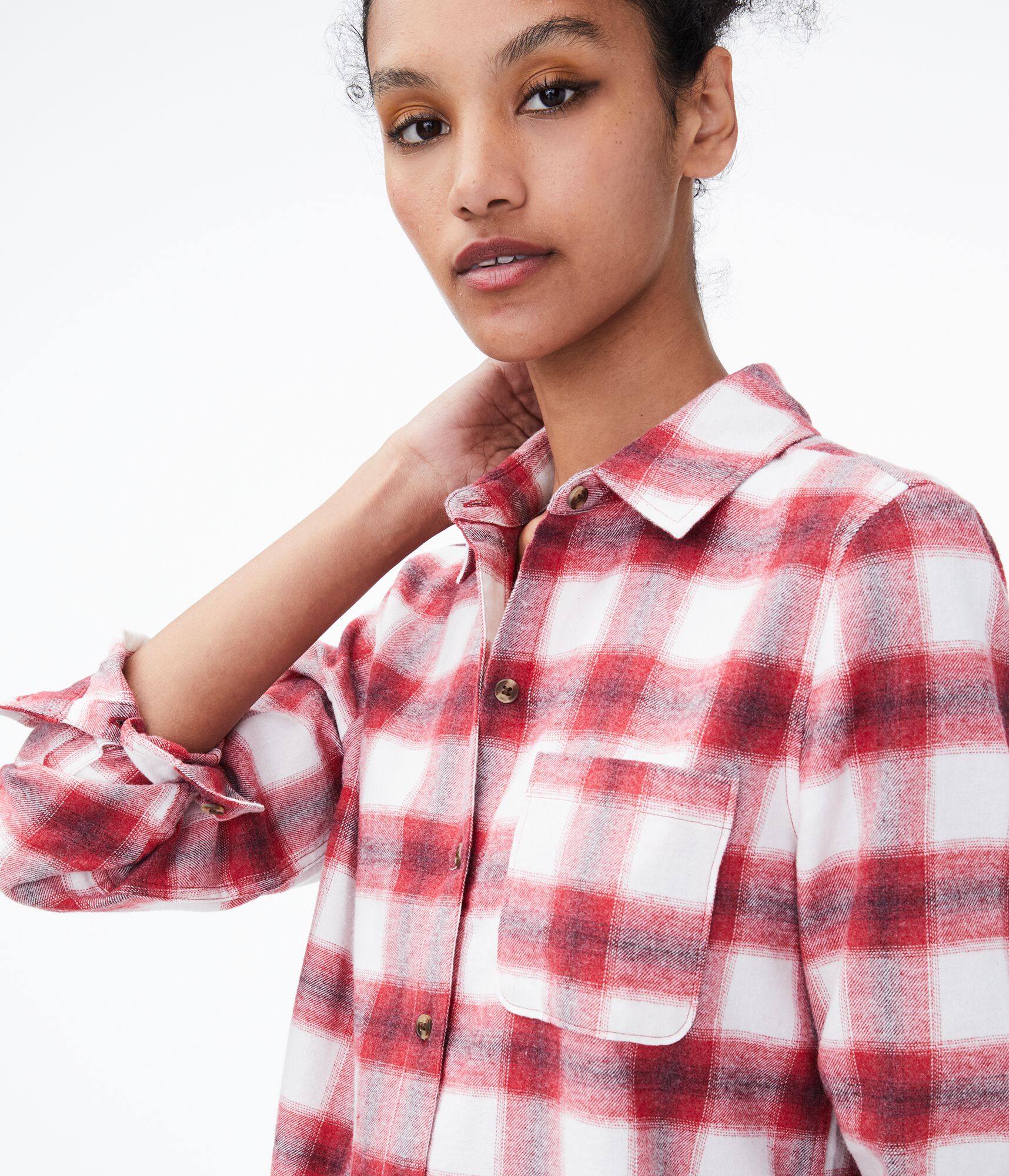Long Sleeve Plaid Button-Down Shirt