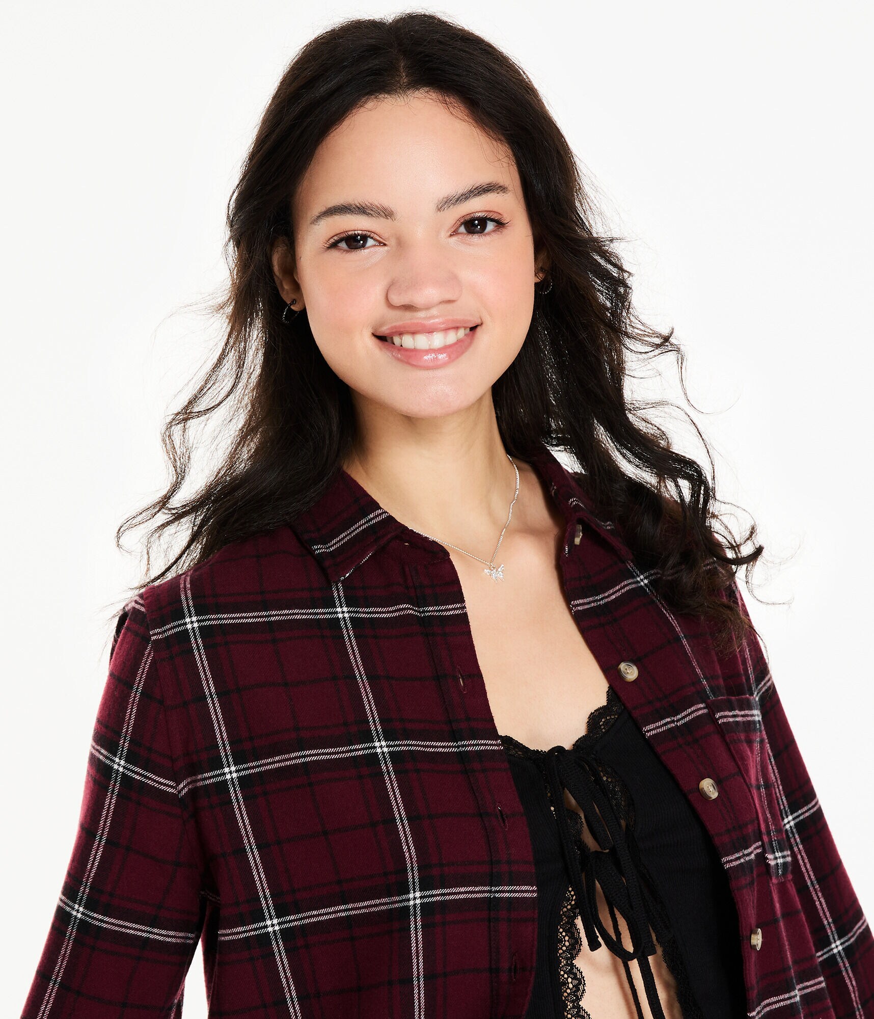 Long Sleeve Oversized Plaid Flannel Button-Down Shirt