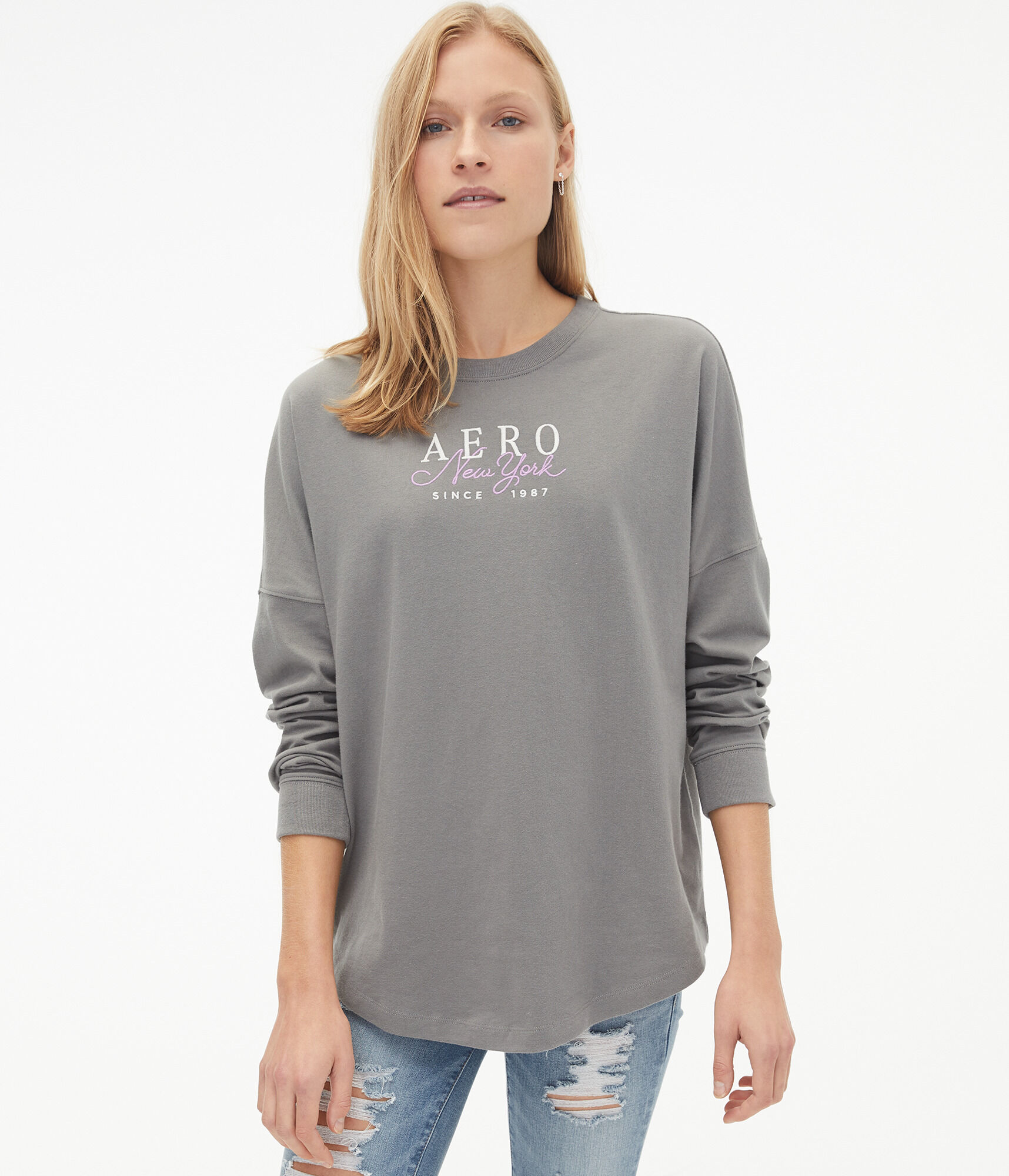 Long Sleeve Aero New York Boyfriend Graphic Tee