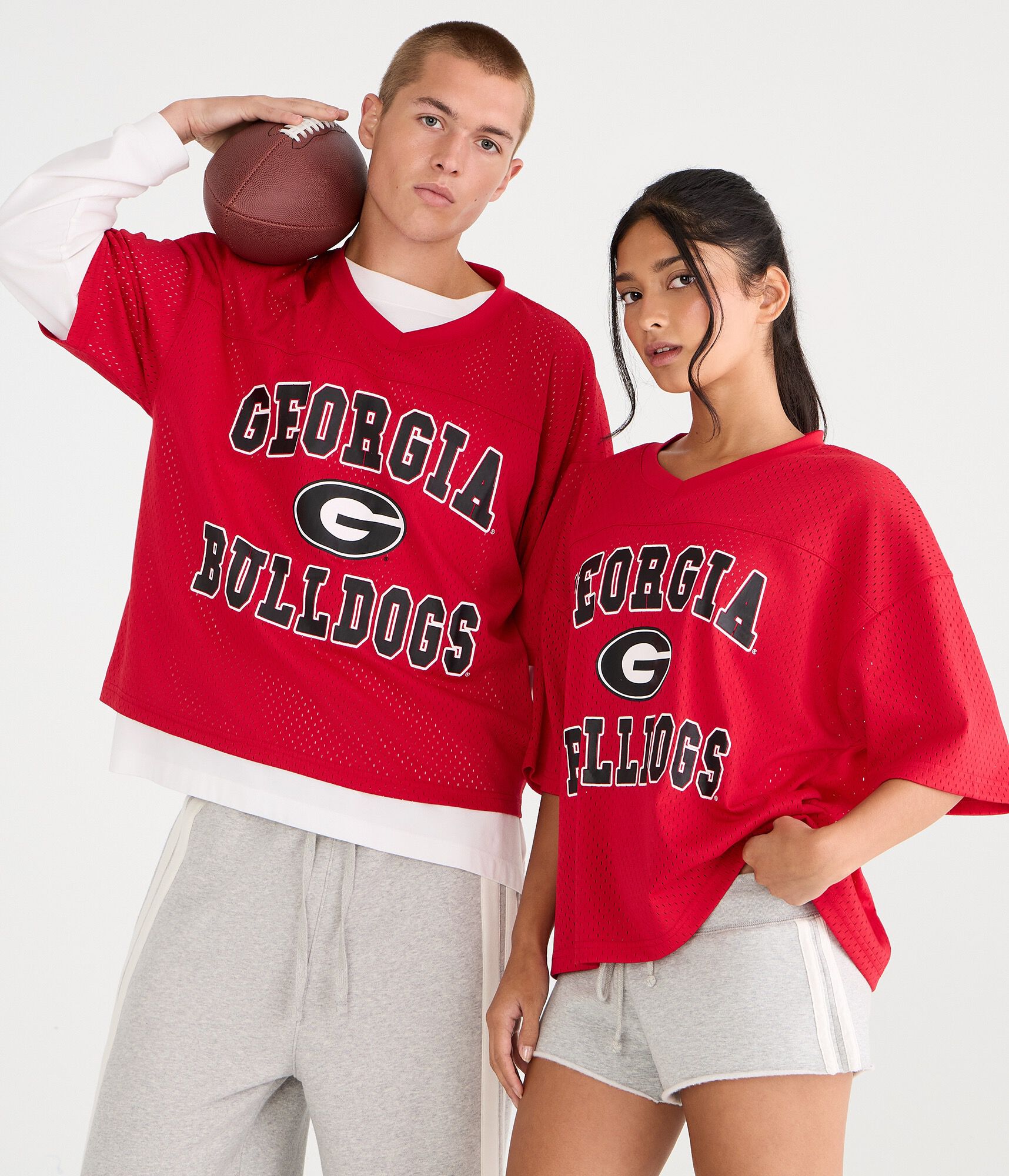Georgia Bulldogs Boxy Mesh V-Neck Top