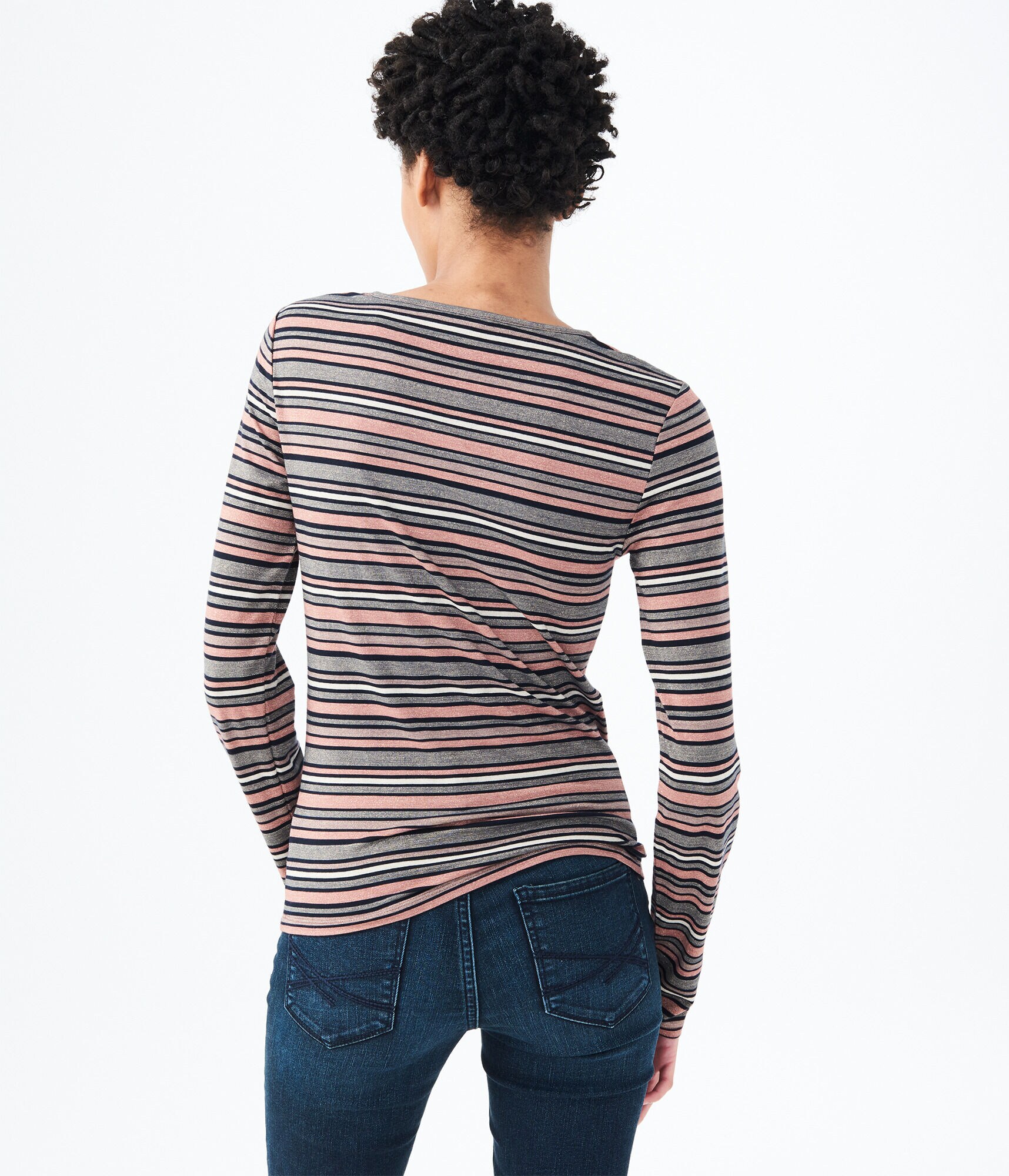 Long Sleeve Metallic Stripe Tee