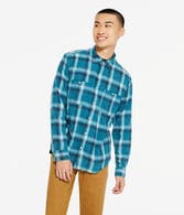 Long Sleeve Relaxed Washed Plaid Flannel Shirt