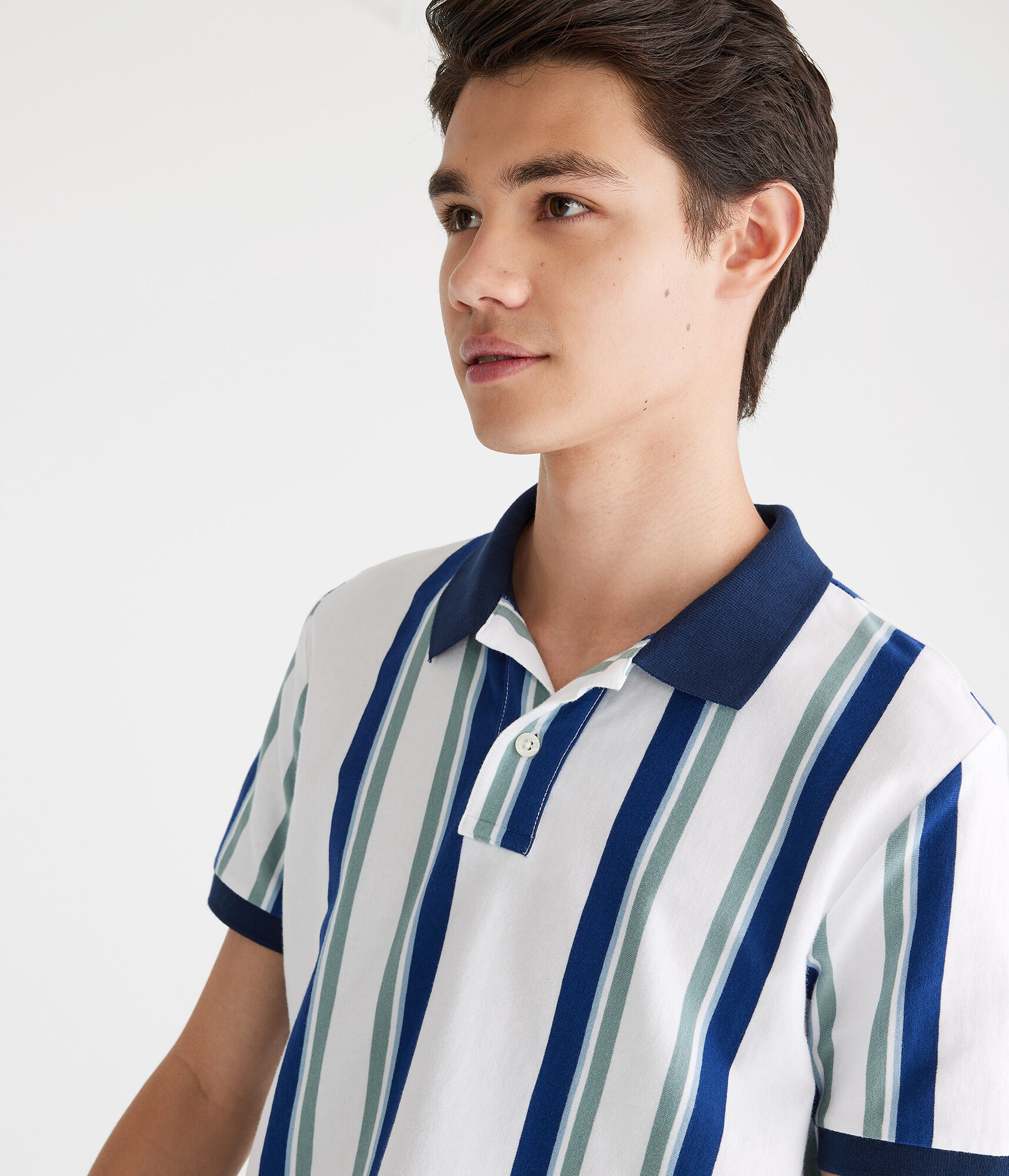 Vertical Stripe Jersey Polo
