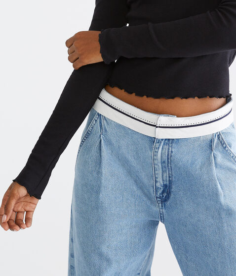 Long Sleeve Ribbed Cropped Shrunken Tee Long Sleeve Ribbed Cropped Shrunken Tee