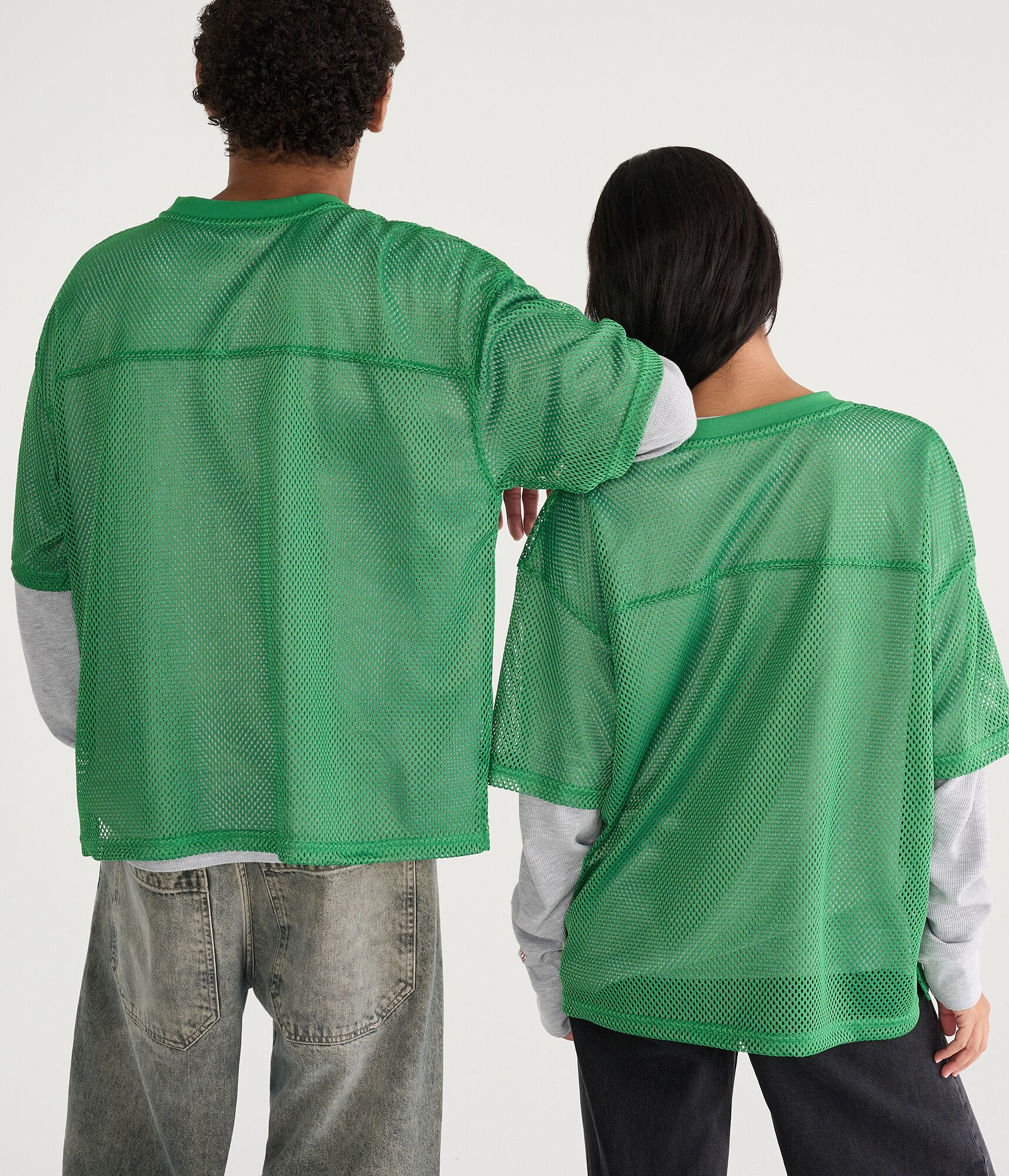 Long Sleeve Philadelphia Eagles Football Boxy Mesh 2Fer Top