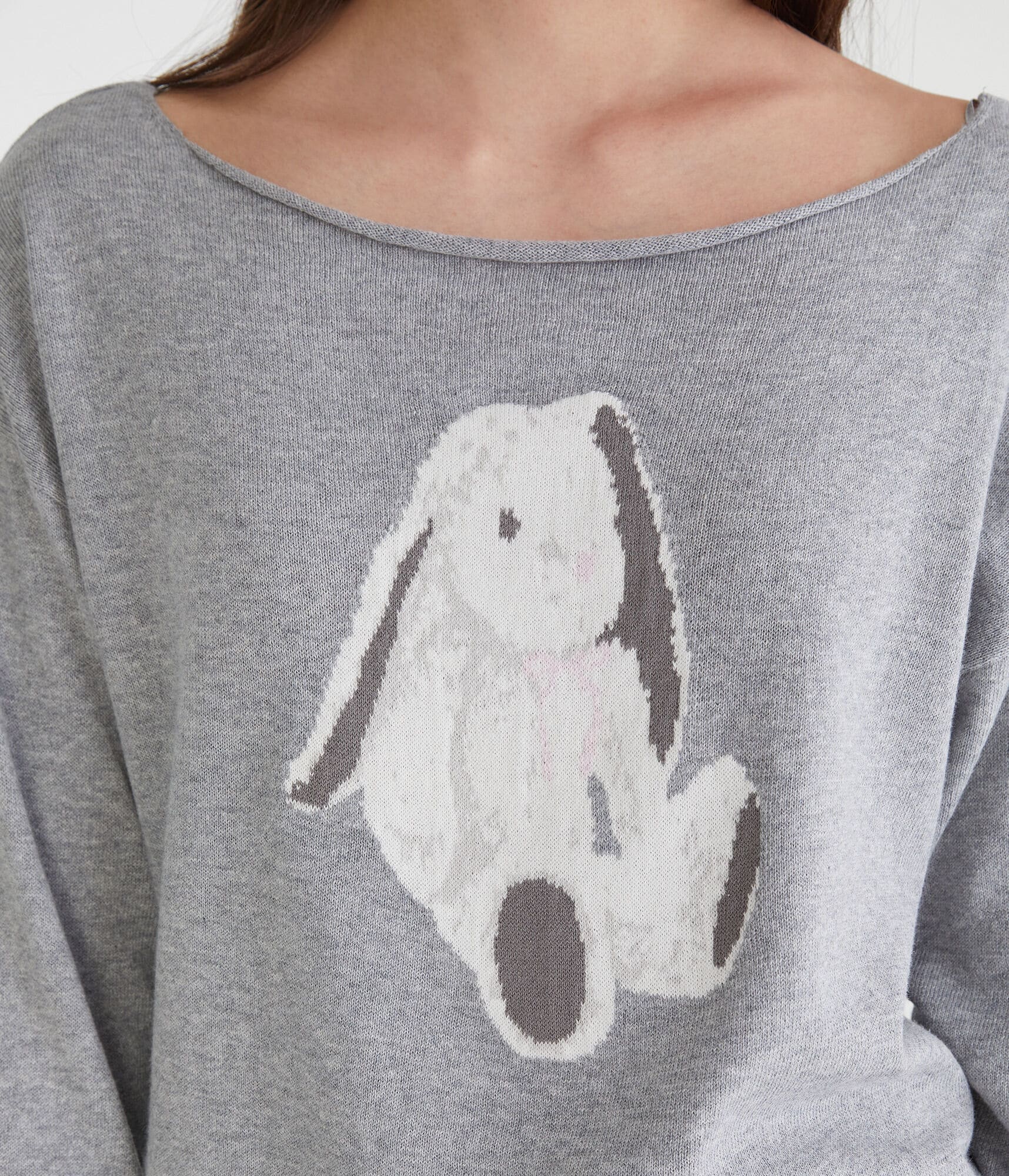 Bunny Slash-Neck Sweater