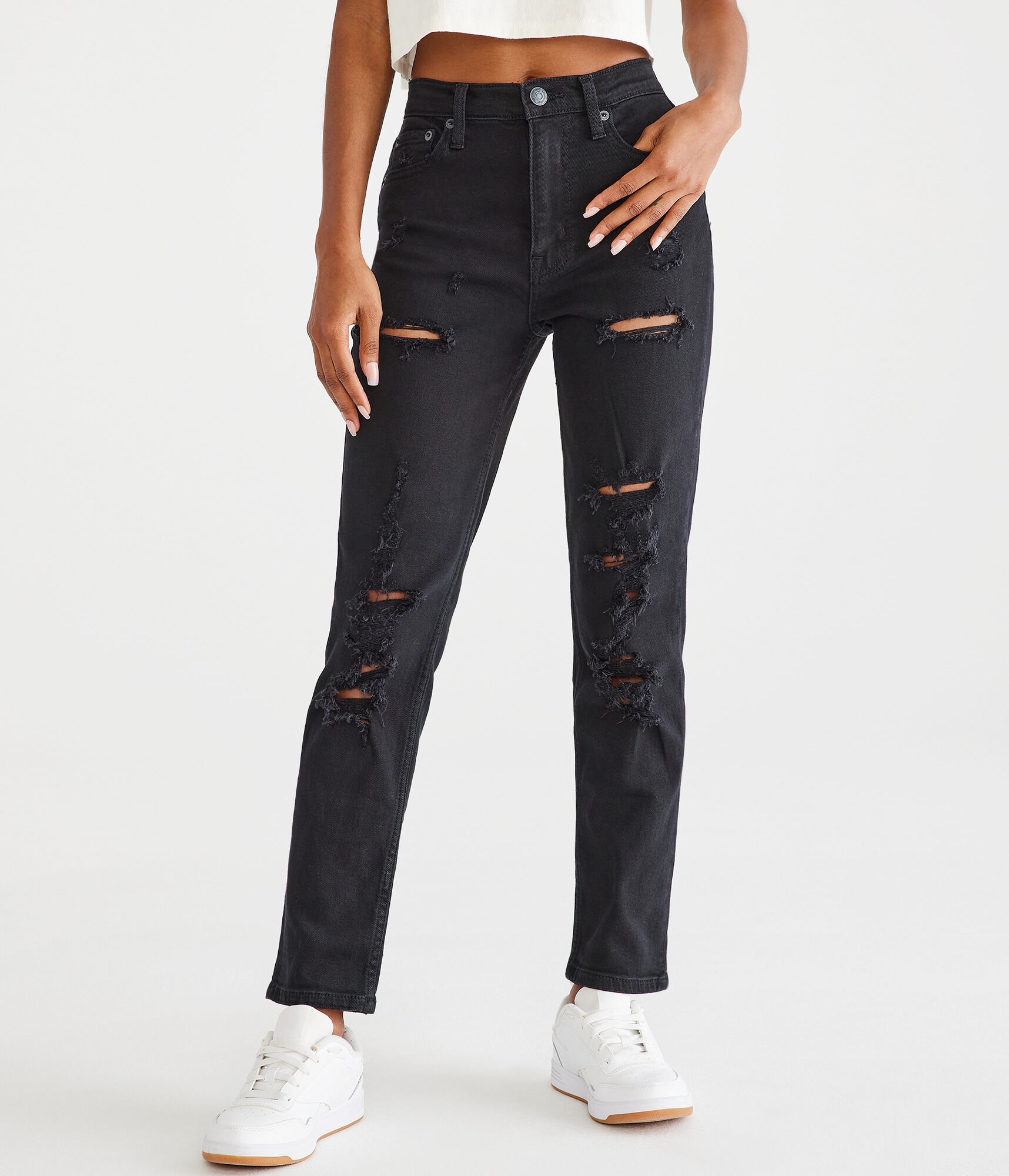 High-Waisted Stretch Mom Jean