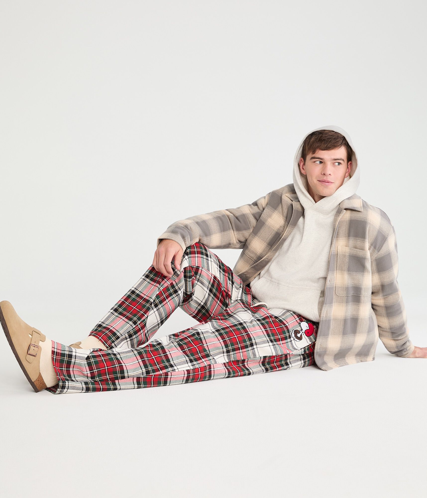 Football Snoopy Plaid Flannel Sleep Pants