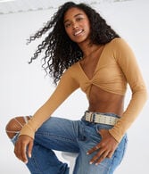 Long Sleeve Seamless Wear 3 Ways Crop Top
