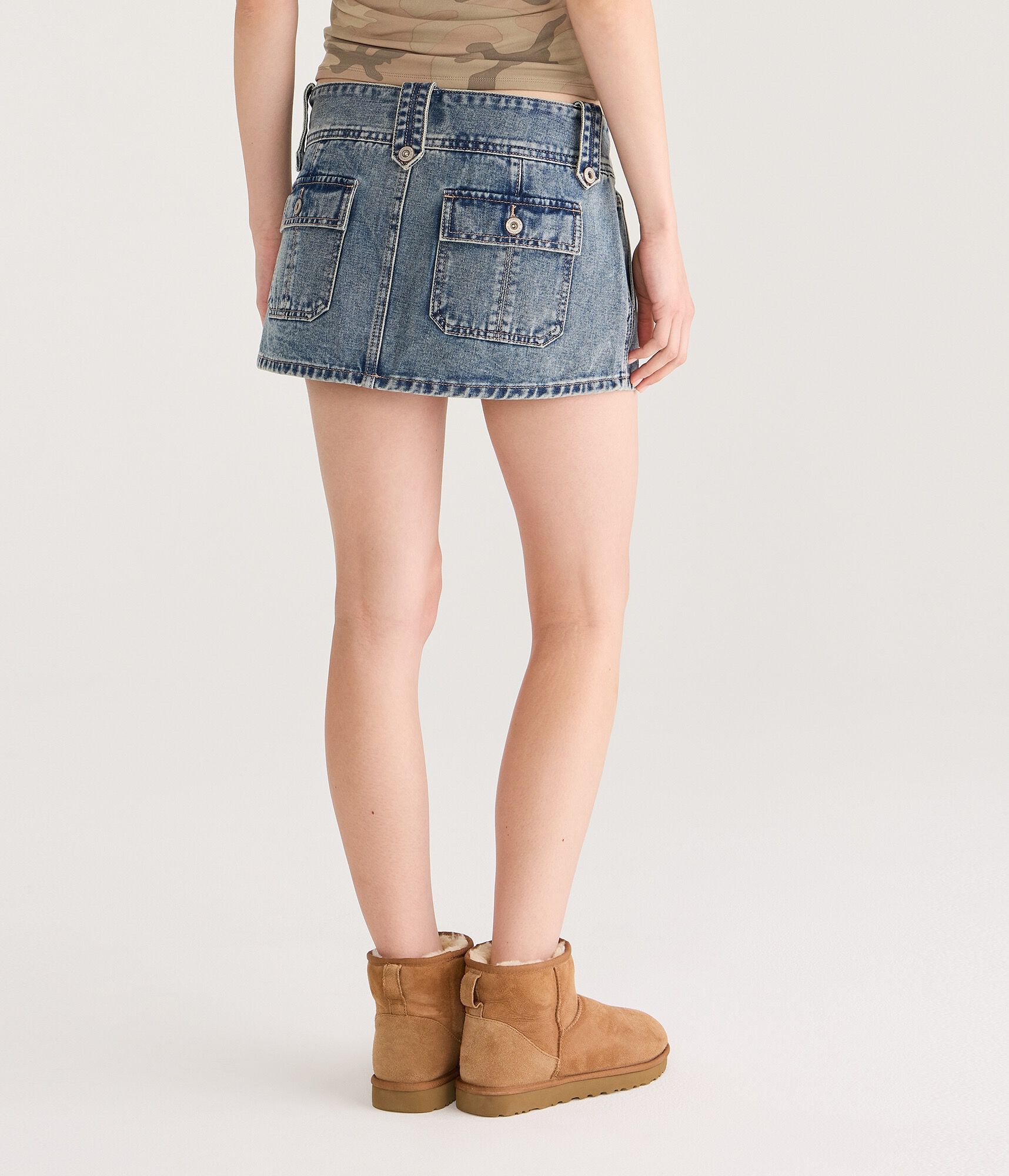 Low-Rise Micro Denim Skirt