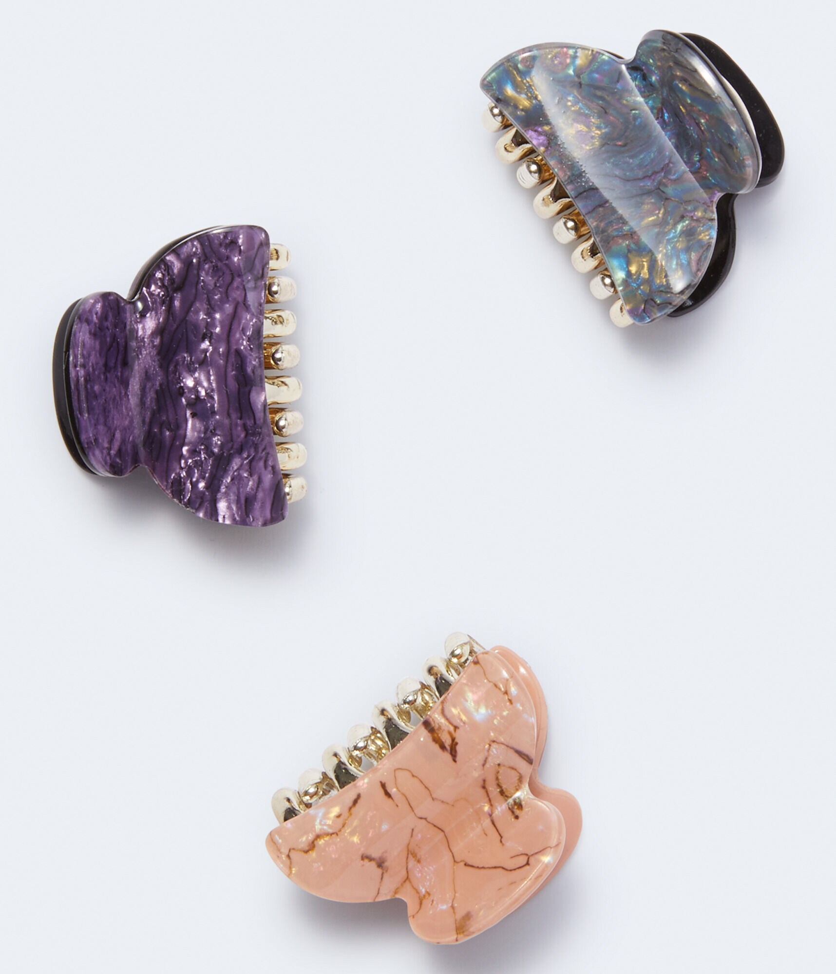 Swirled Marble Mini Hair Claw Clip 3-Pack