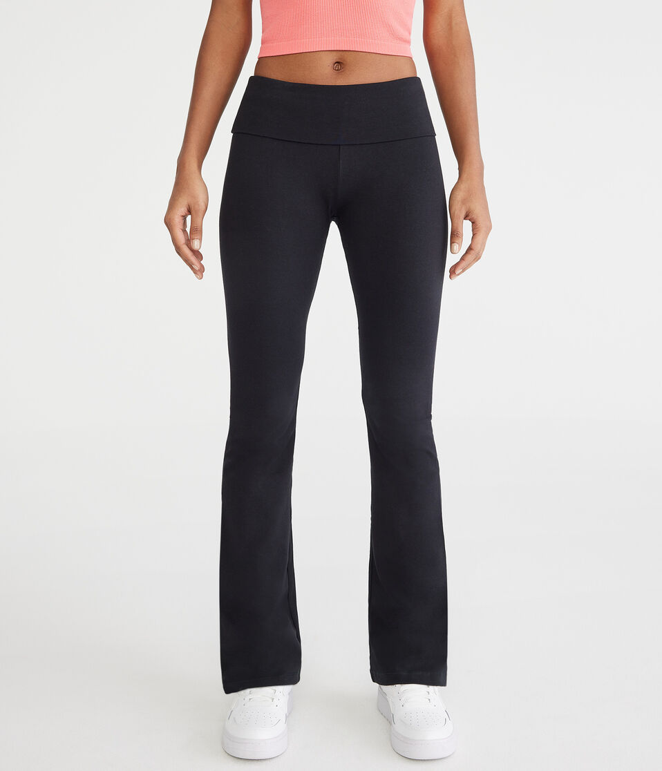 Mid-Rise Fold-Over Bootcut Pants