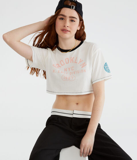 Brooklyn NY Oversized Cropped Ringer Tee Brooklyn NY Oversized Cropped Ringer Tee
