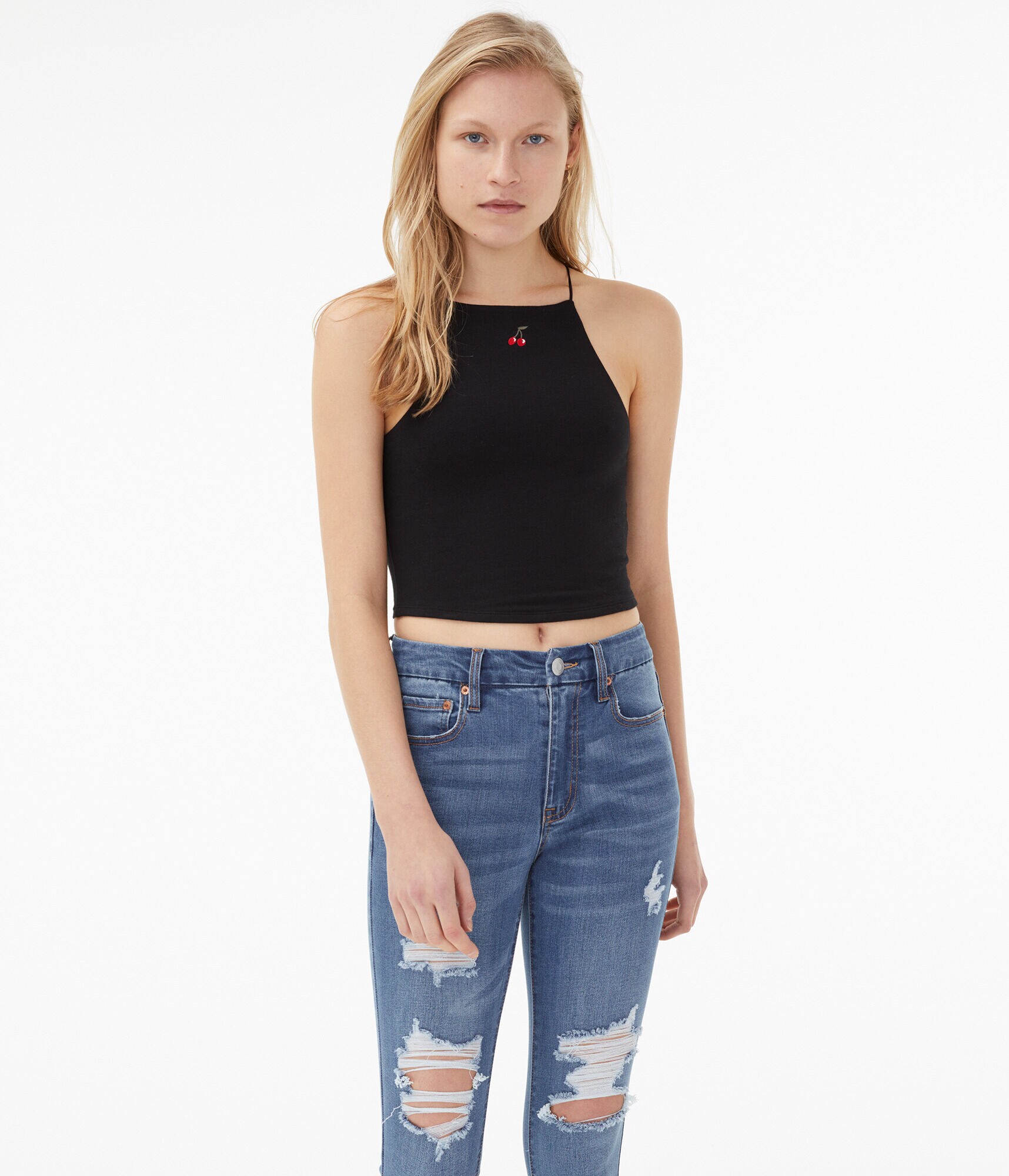 Cherry Cropped Bungee Tank
