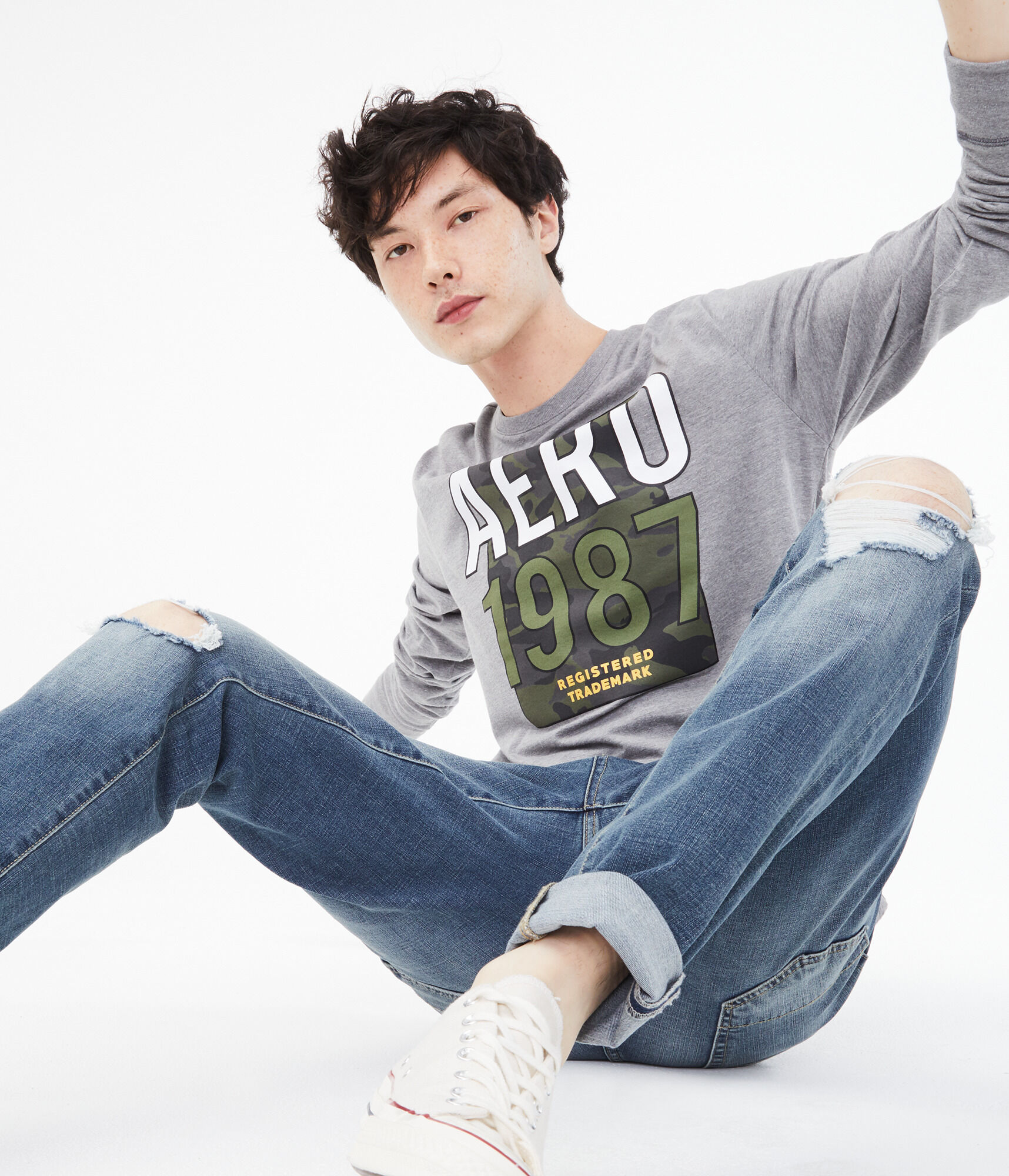 Long Sleeve Aero Camo Trademark Graphic Tee***