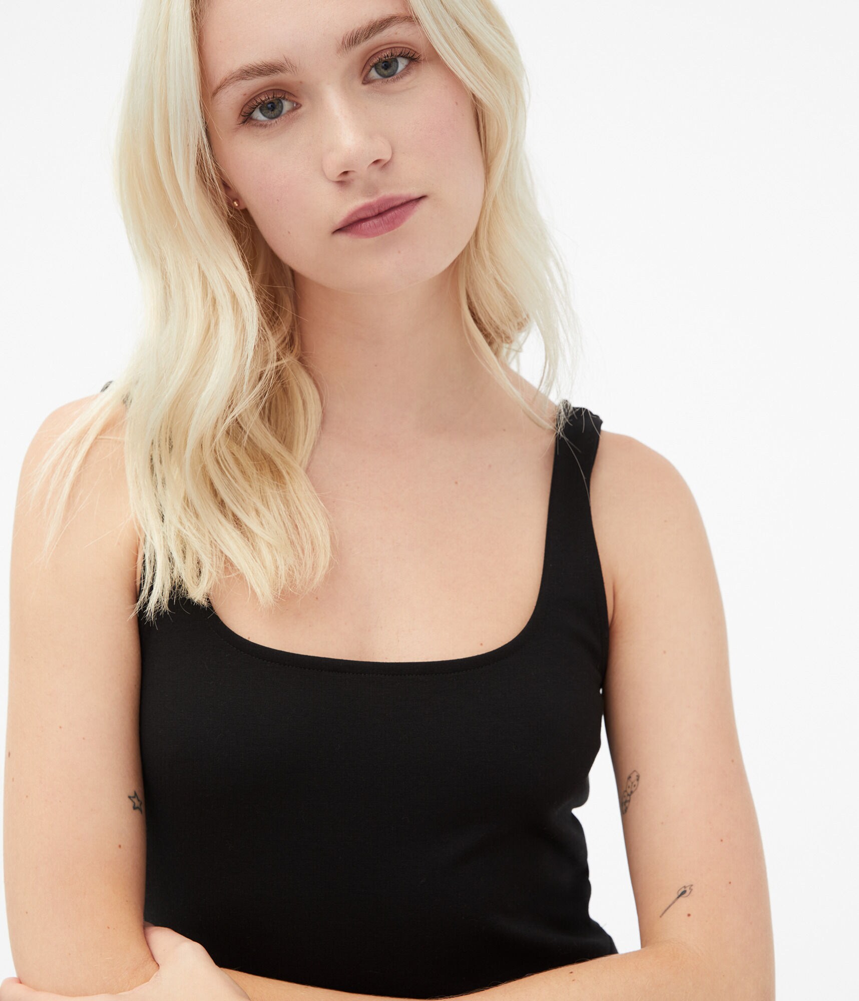 Notched Scoop-Neck Mini Dress