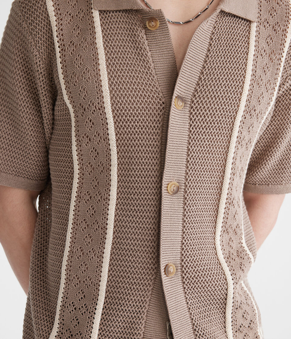 Pointelle Stripe Sweater Shirt
