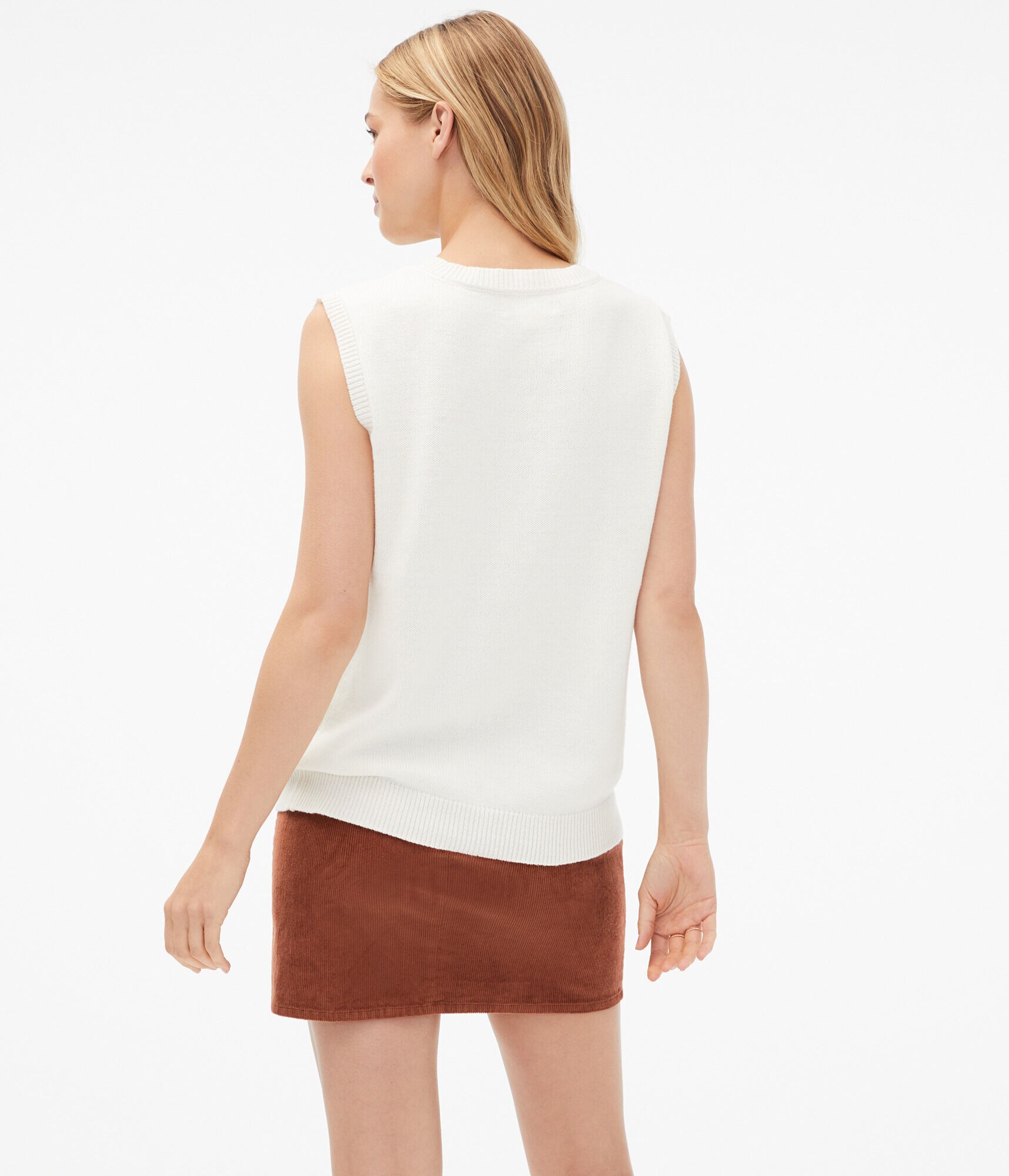 Solid Oversized Cable-Knit Sweater Vest