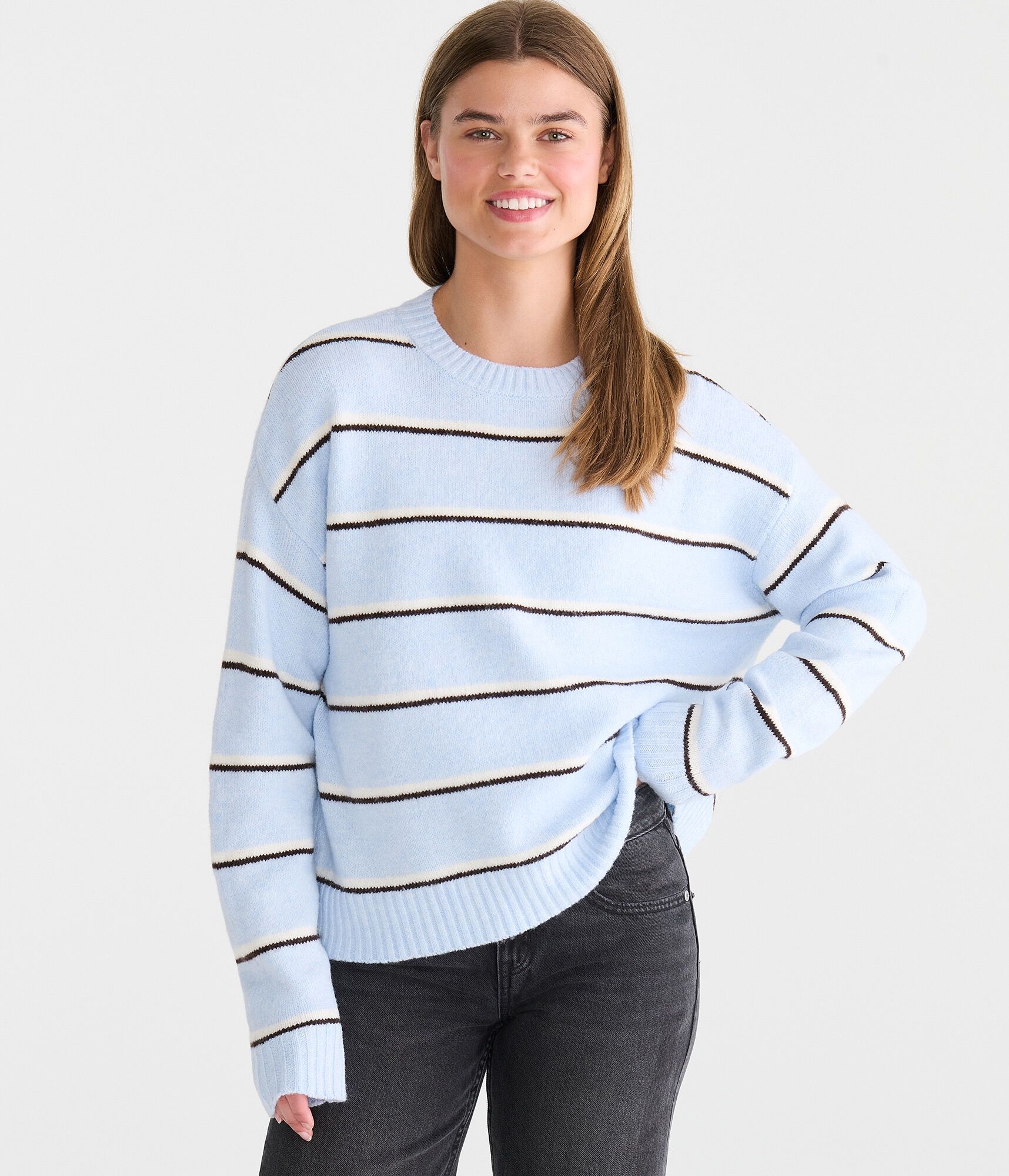 Striped Cozy Crew Sweater