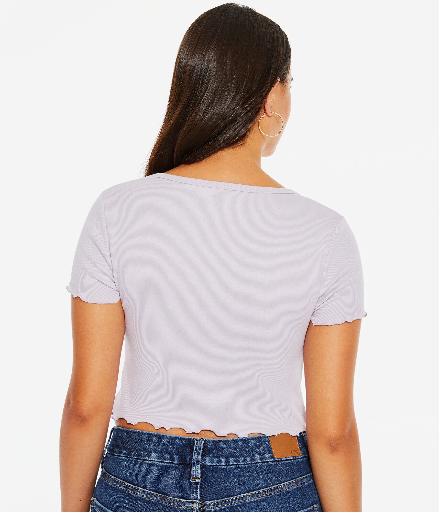 Flyaway Button-Front Cropped Tee