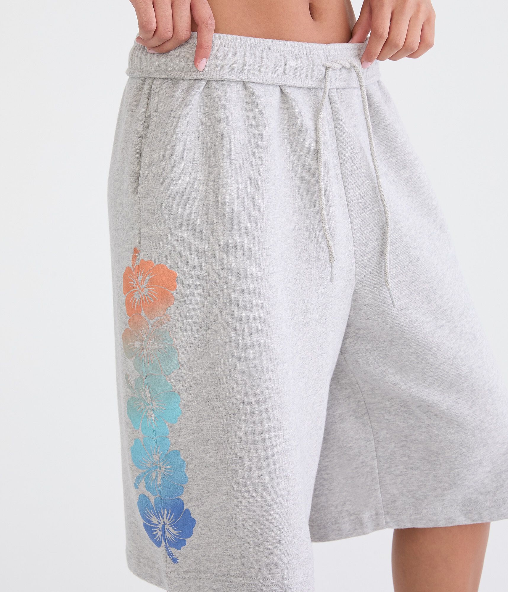 Roxy Hibiscus Mid-Rise Baggy Bermuda Fleece Shorts