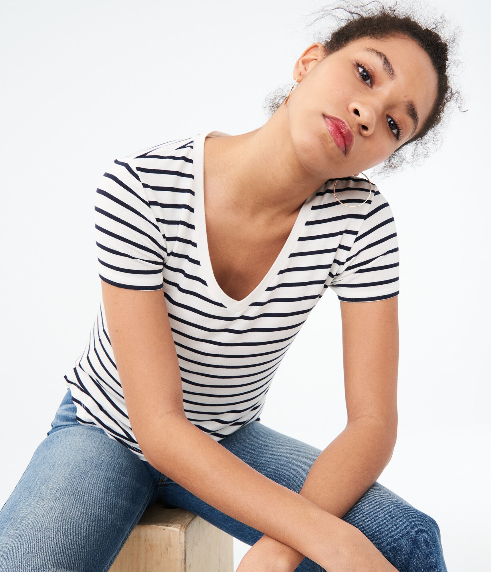 Seriously Soft Striped V-Neck Tee